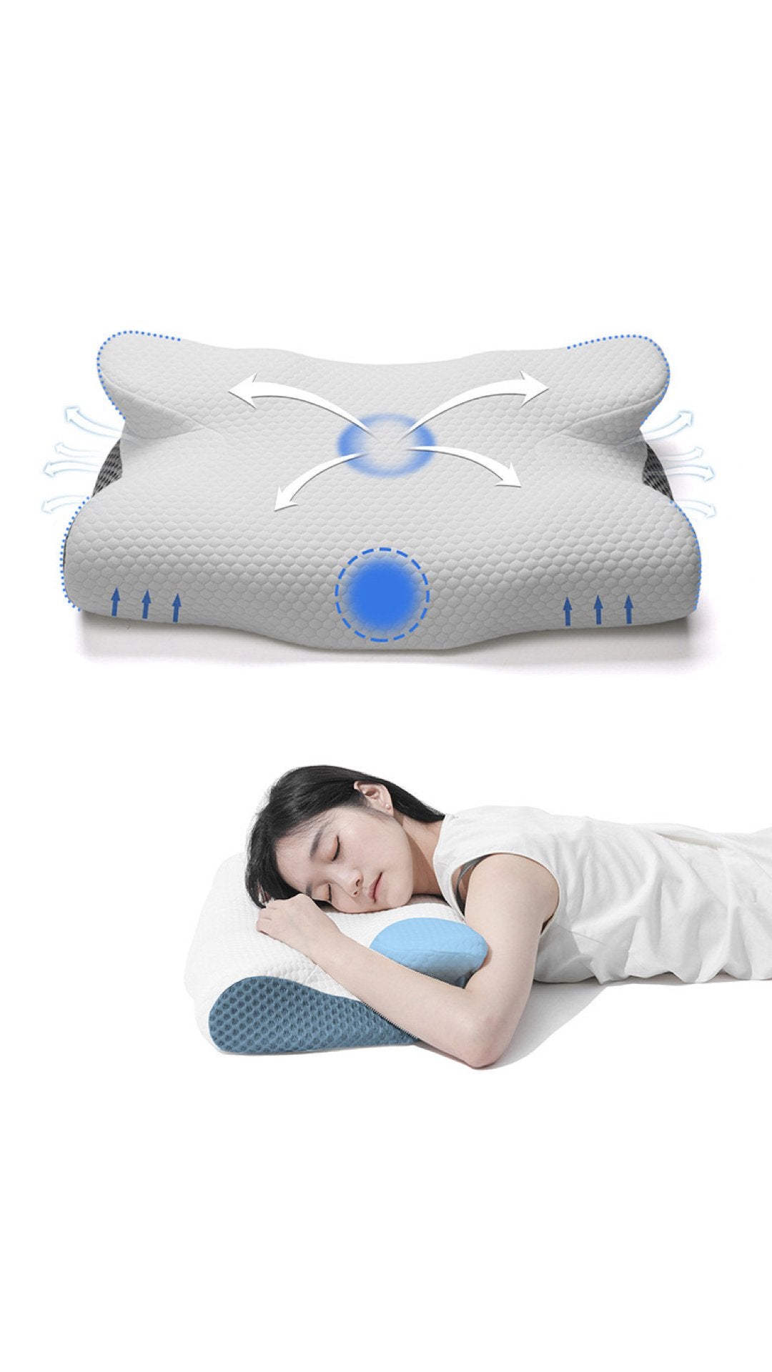 ZIMA 4 - Memory Foam Pillow for Neck and Shoulder 2 in 1 Pillow for Sleeping, Memory Foam Neck Pillows Neck Support Pillow for Side Back Stomach Sleepers Cooling Pillow with Pillowcase - Sarman Fashion - Wholesale Clothing Fashion Brand for Men from Canada