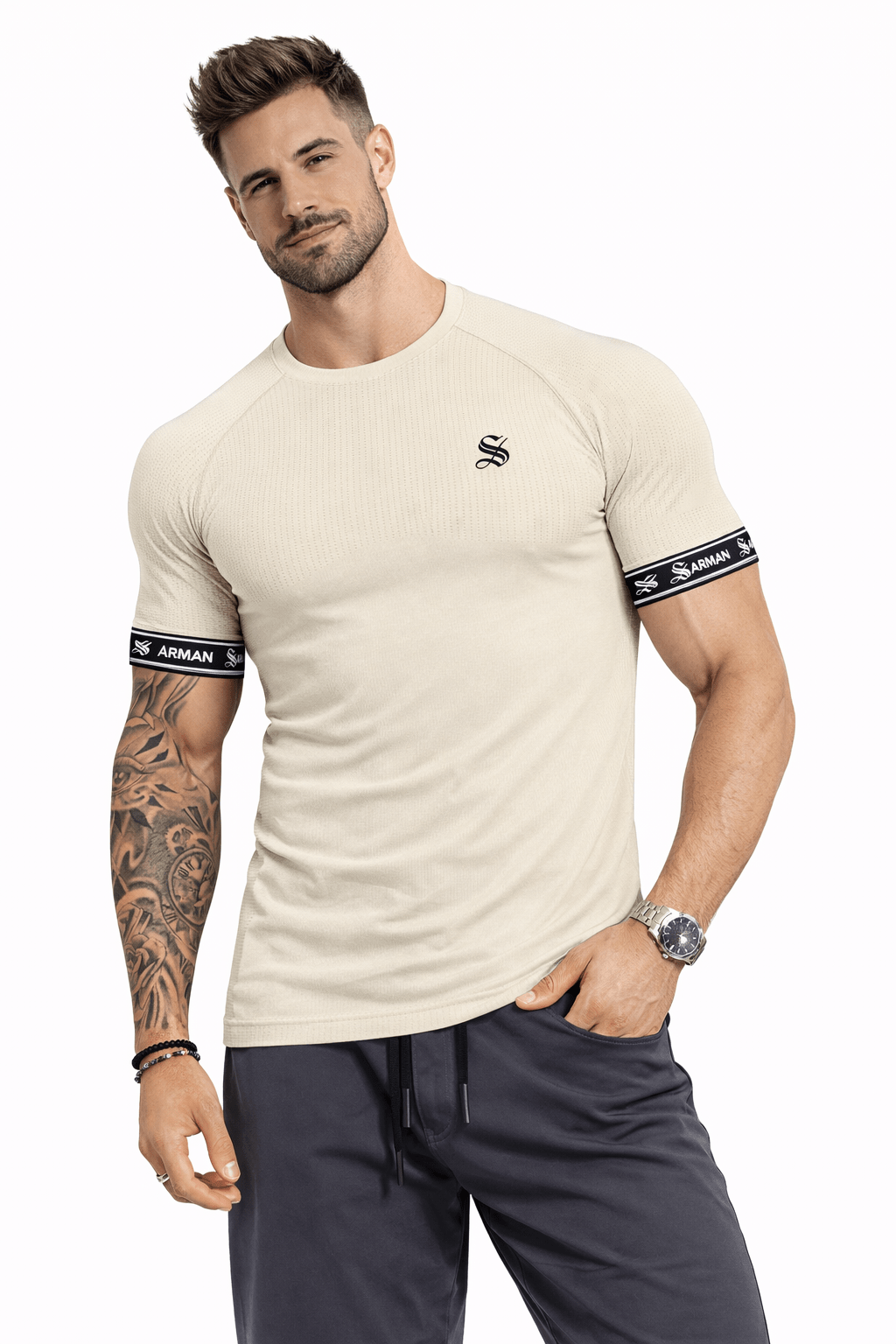 Zonic 12 - T-Shirt with Straps for Men - Sarman Fashion - Wholesale Clothing Fashion Brand for Men from Canada