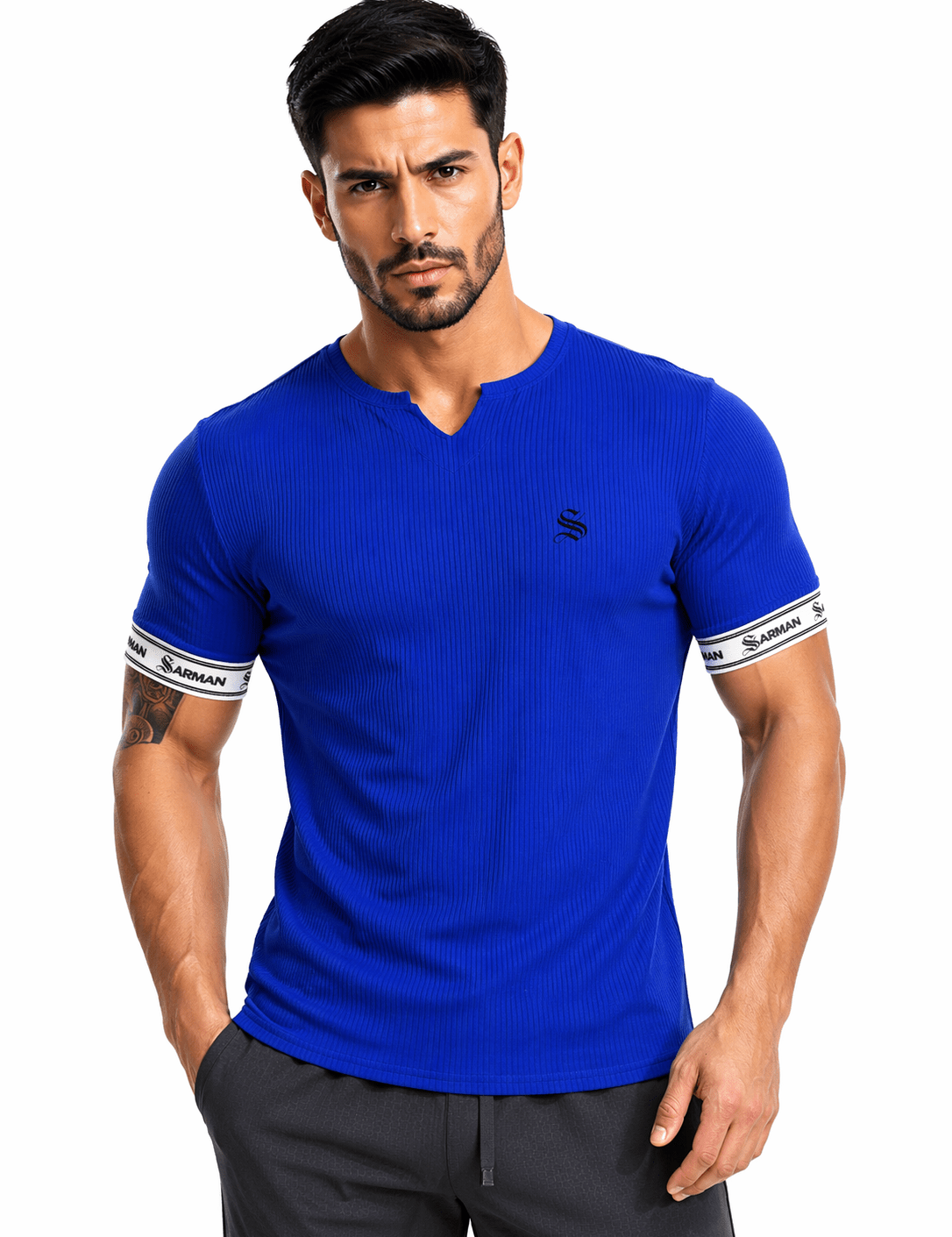 Zuws 16 - T-Shirt with Straps for Men - Sarman Fashion - Wholesale Clothing Fashion Brand for Men from Canada