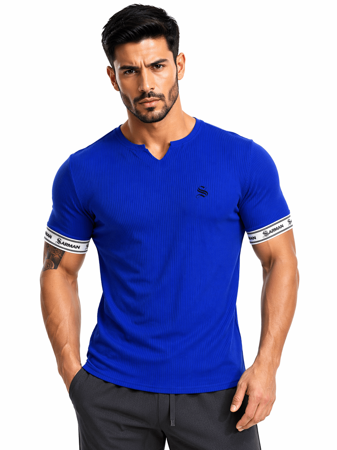 Zuws 16 - T-Shirt with Straps for Men - Sarman Fashion - Wholesale Clothing Fashion Brand for Men from Canada