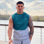 Akuna - Grey/Green Sleeveless Hoodie for Men - Sarman Fashion - Wholesale Clothing Fashion Brand for Men from Canada