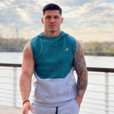 Akuna - Grey/Green Sleeveless Hoodie for Men - Sarman Fashion - Wholesale Clothing Fashion Brand for Men from Canada