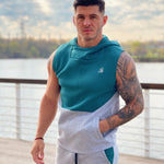 Akuna - Grey/Green Sleeveless Hoodie for Men - Sarman Fashion - Wholesale Clothing Fashion Brand for Men from Canada