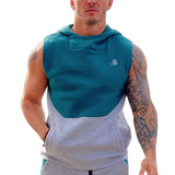 Akuna - Grey/Green Sleeveless Hoodie for Men - Sarman Fashion - Wholesale Clothing Fashion Brand for Men from Canada