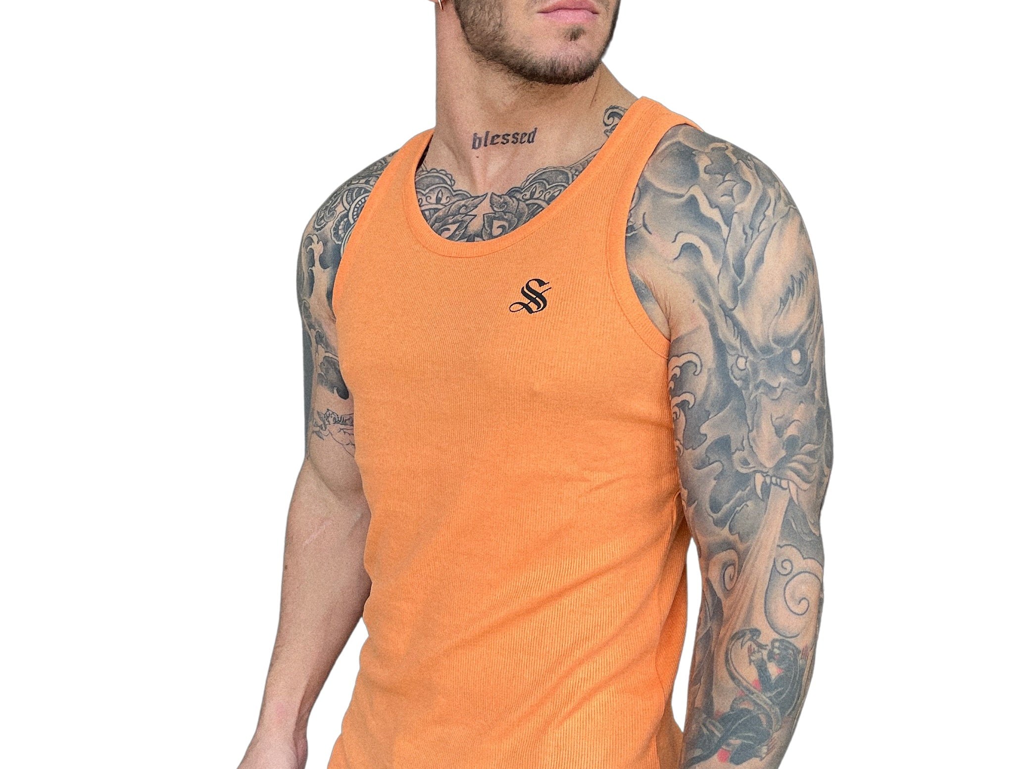 Almanio - Orange Tank Top for Men - Sarman Fashion - Wholesale Clothing Fashion Brand for Men from Canada