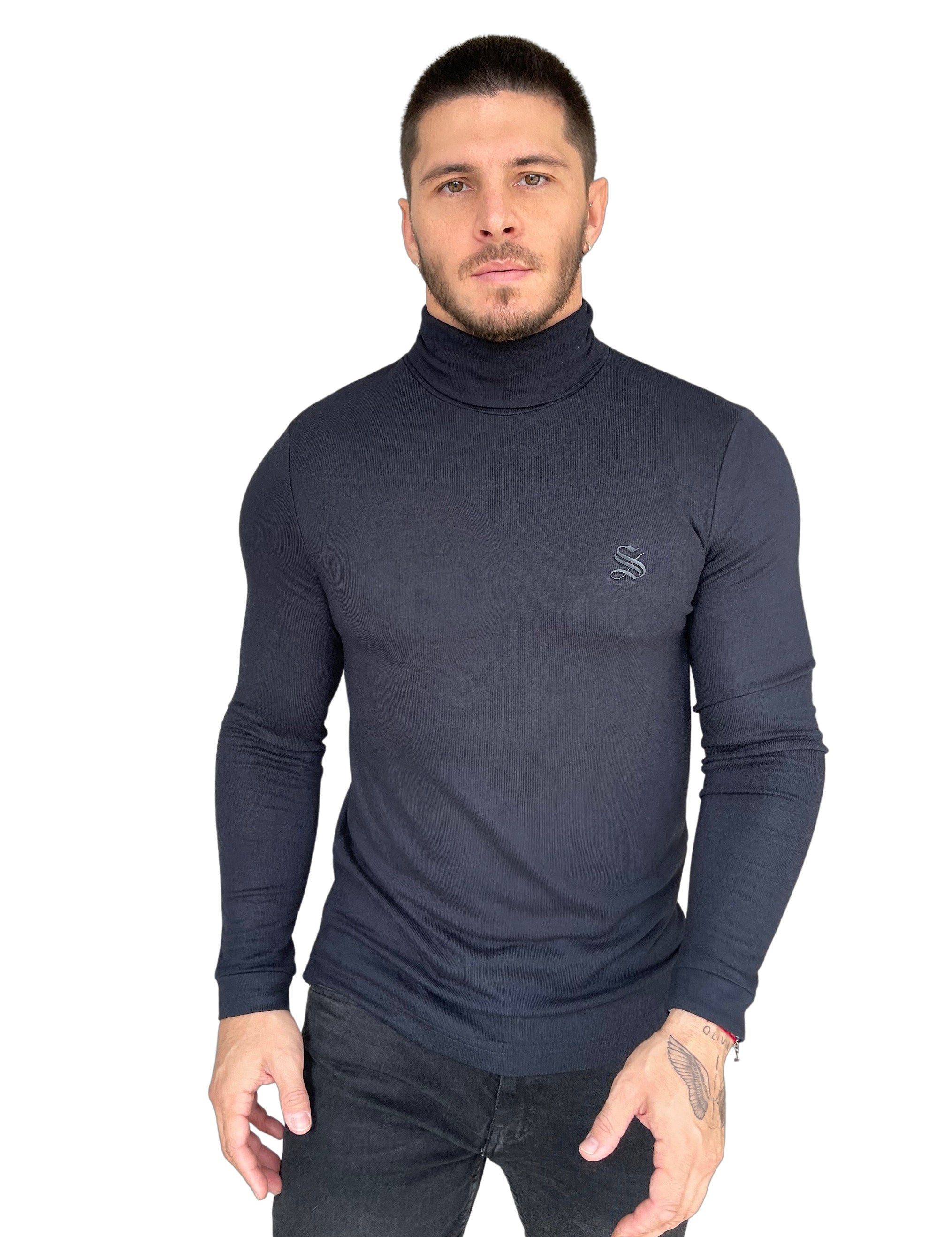 Amsterdam - Black Long Sleeve shirt for Men - Sarman Fashion - Wholesale Clothing Fashion Brand for Men from Canada
