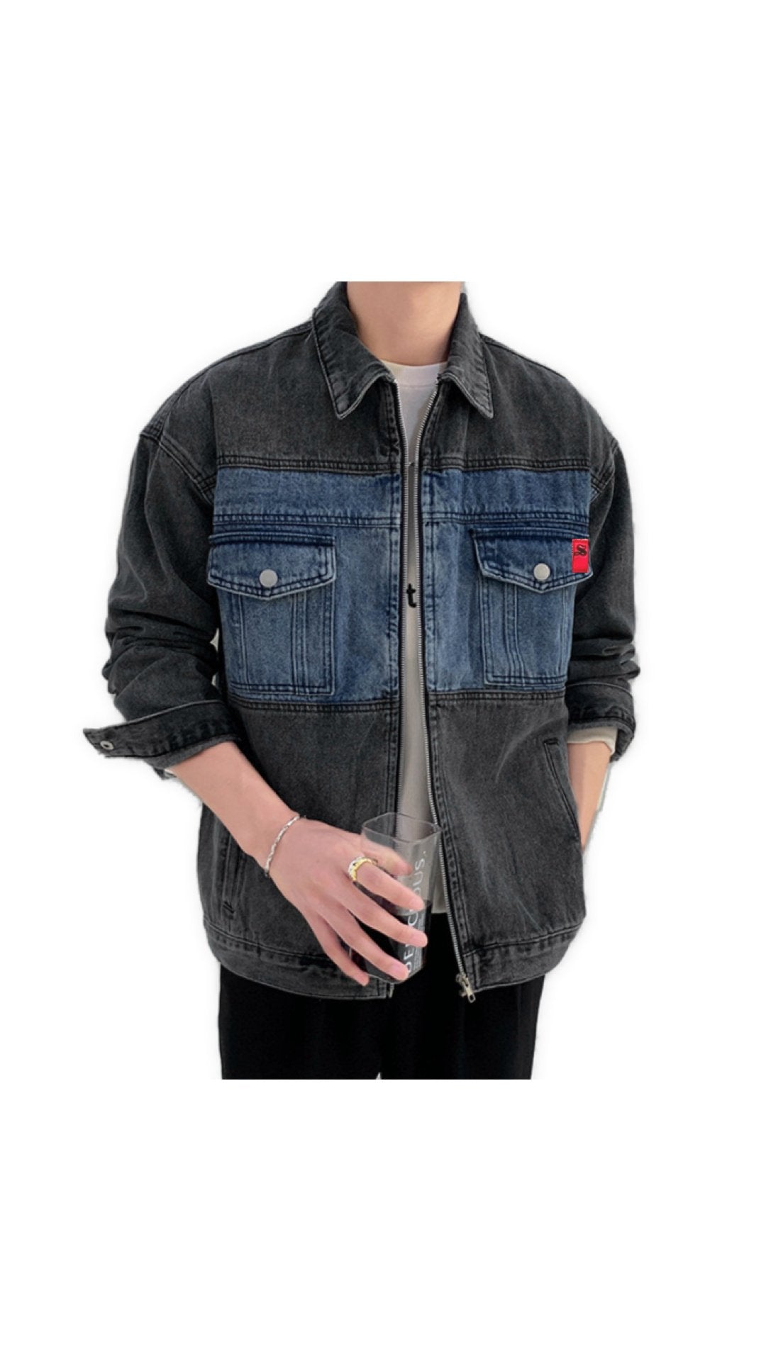 AMWQ - Long Sleeve Jeans Jacket for Men - Sarman Fashion - Wholesale Clothing Fashion Brand for Men from Canada
