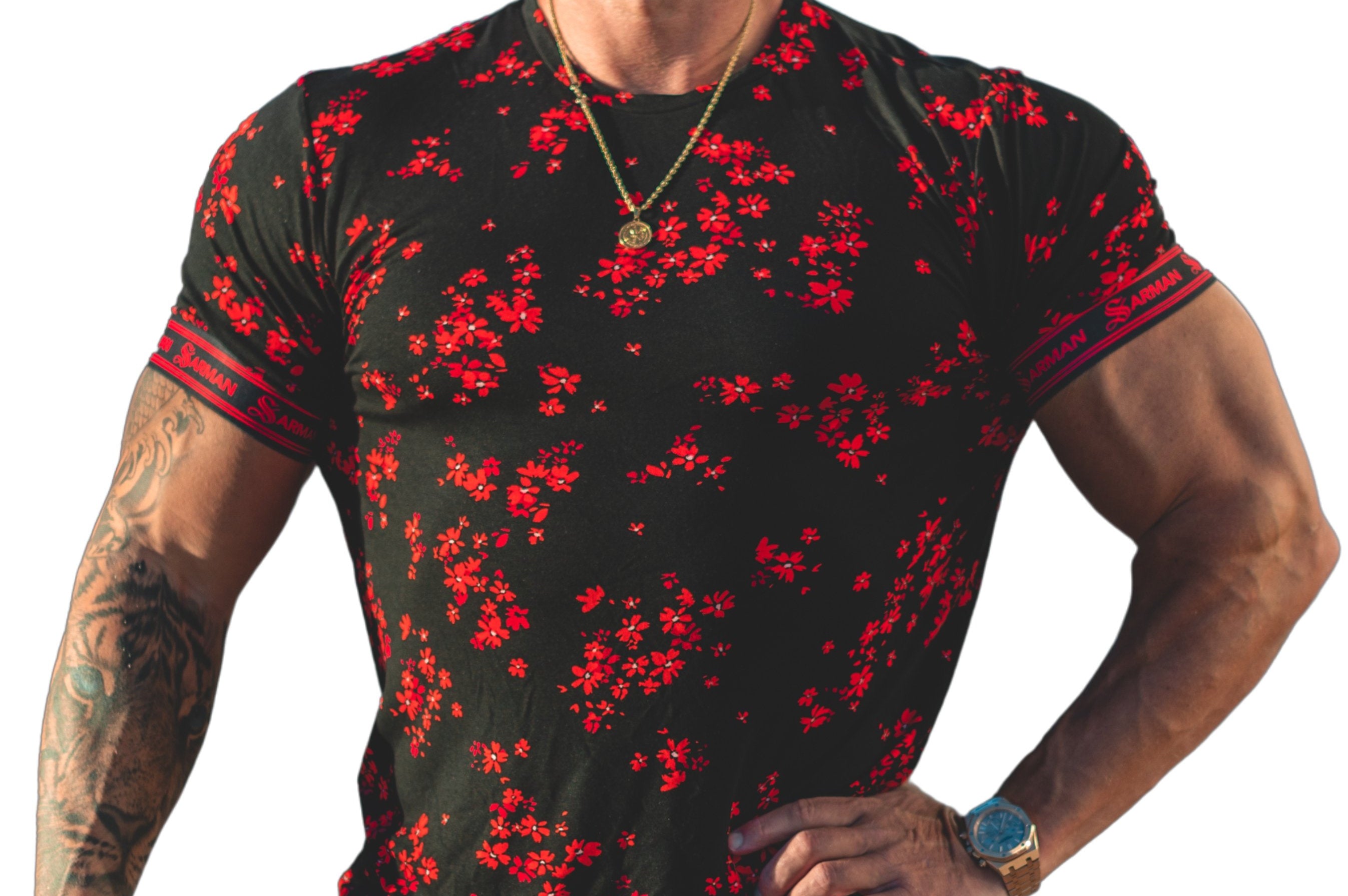 Anemone - Red T-shirt for Men - Sarman Fashion - Wholesale Clothing Fashion Brand for Men from Canada