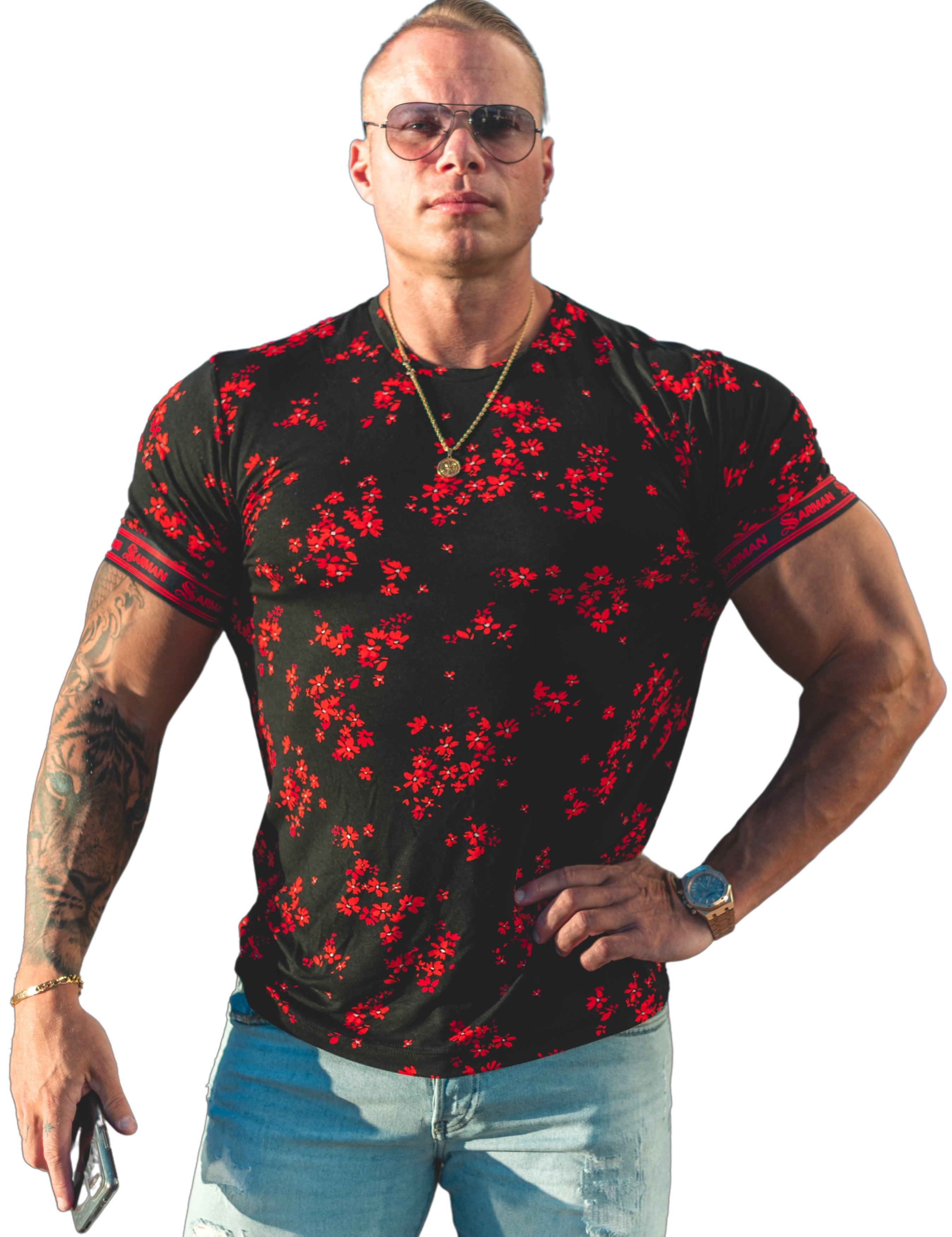 Anemone - Red T-shirt for Men - Sarman Fashion - Wholesale Clothing Fashion Brand for Men from Canada