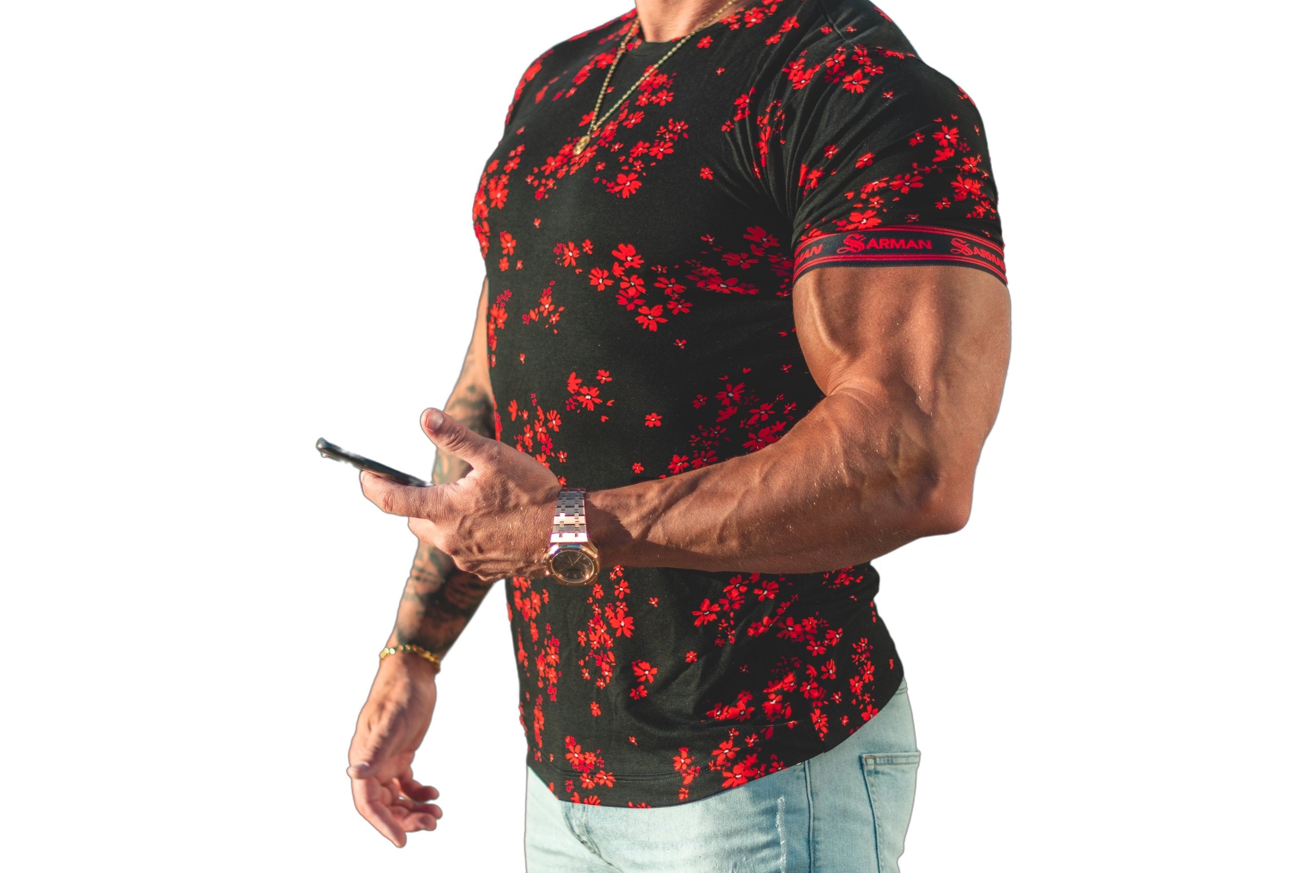 Anemone - Red T-shirt for Men - Sarman Fashion - Wholesale Clothing Fashion Brand for Men from Canada