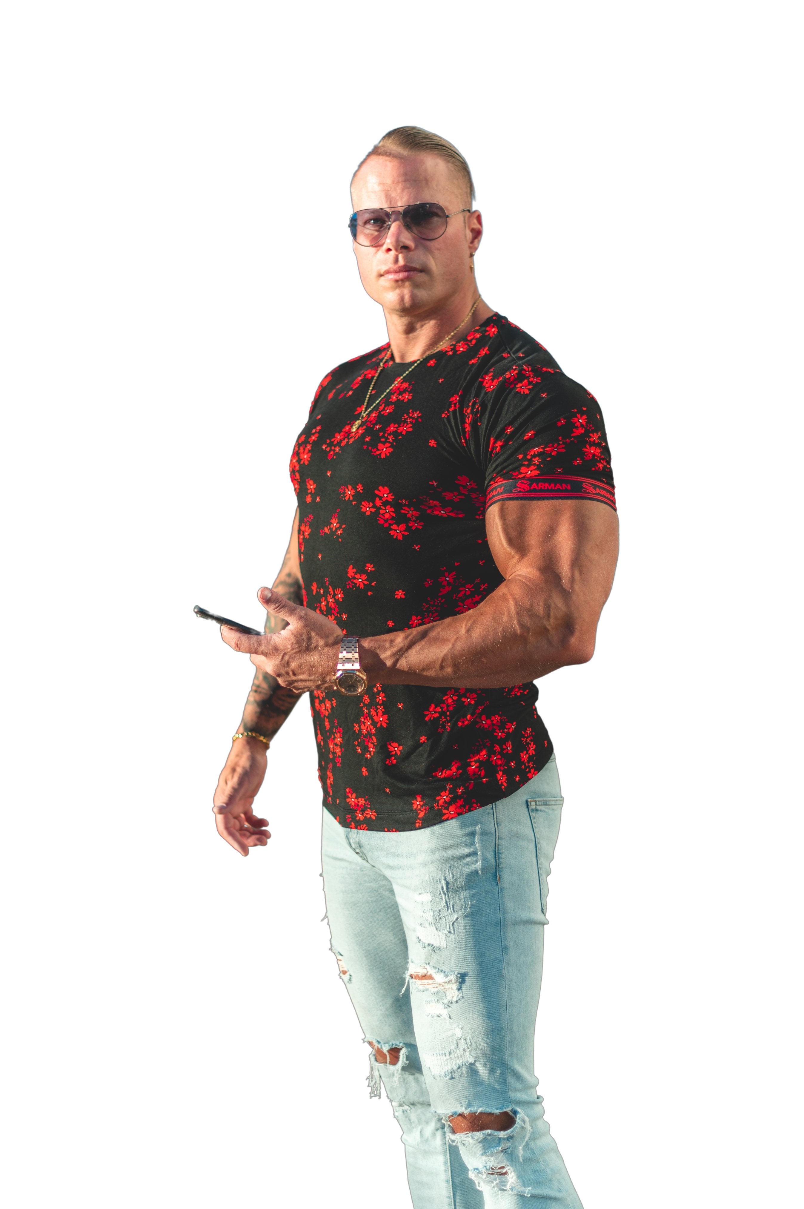 Anemone - Red T-shirt for Men - Sarman Fashion - Wholesale Clothing Fashion Brand for Men from Canada