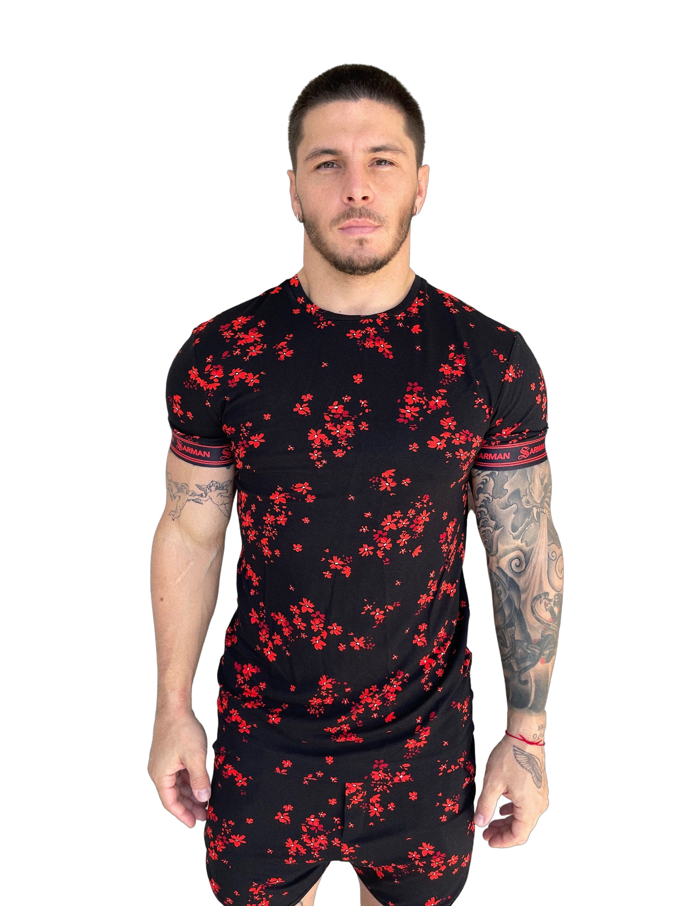 Anemone - Red T-shirt for Men - Sarman Fashion - Wholesale Clothing Fashion Brand for Men from Canada