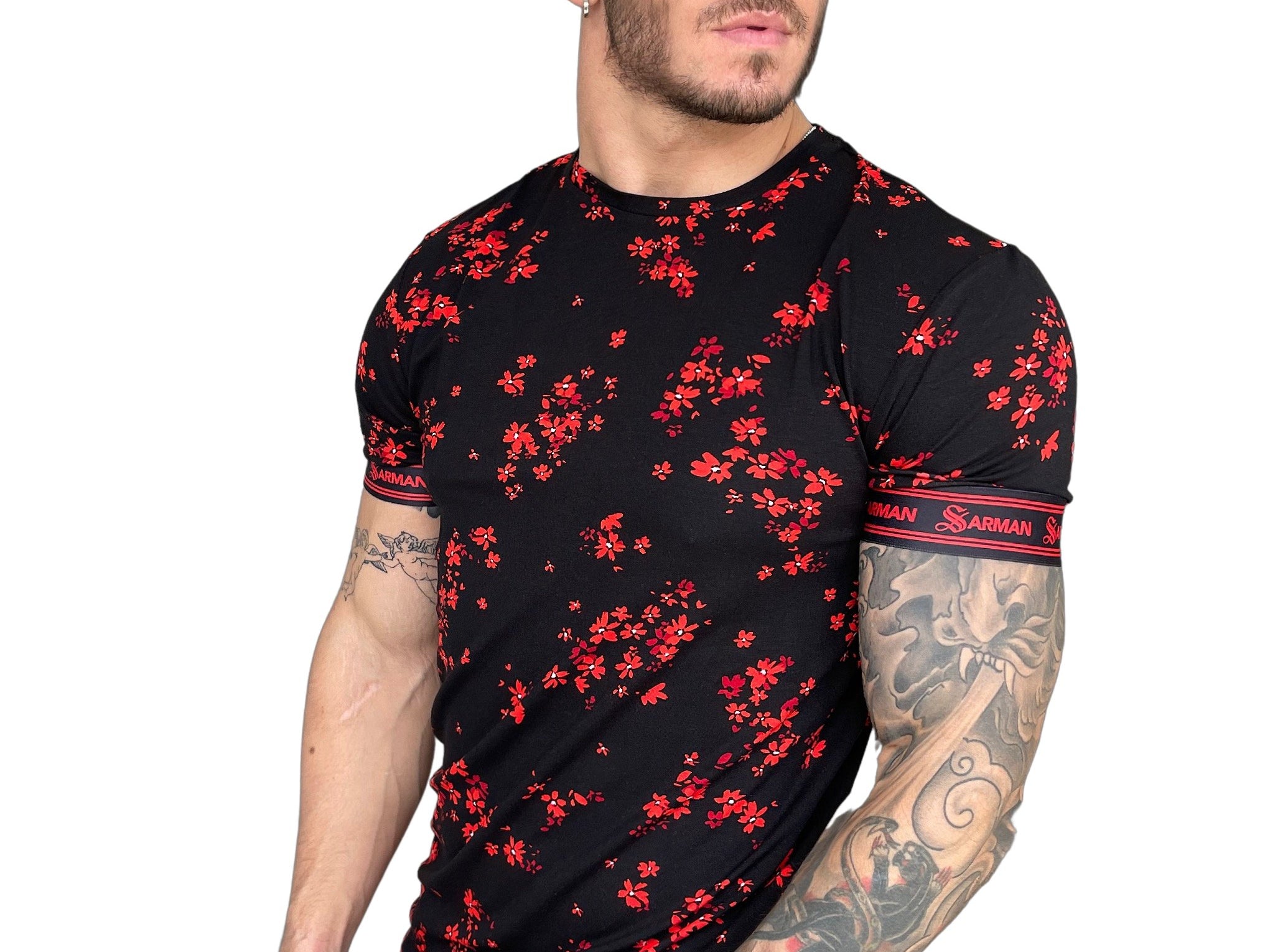 Anemone - Red T-shirt for Men - Sarman Fashion - Wholesale Clothing Fashion Brand for Men from Canada