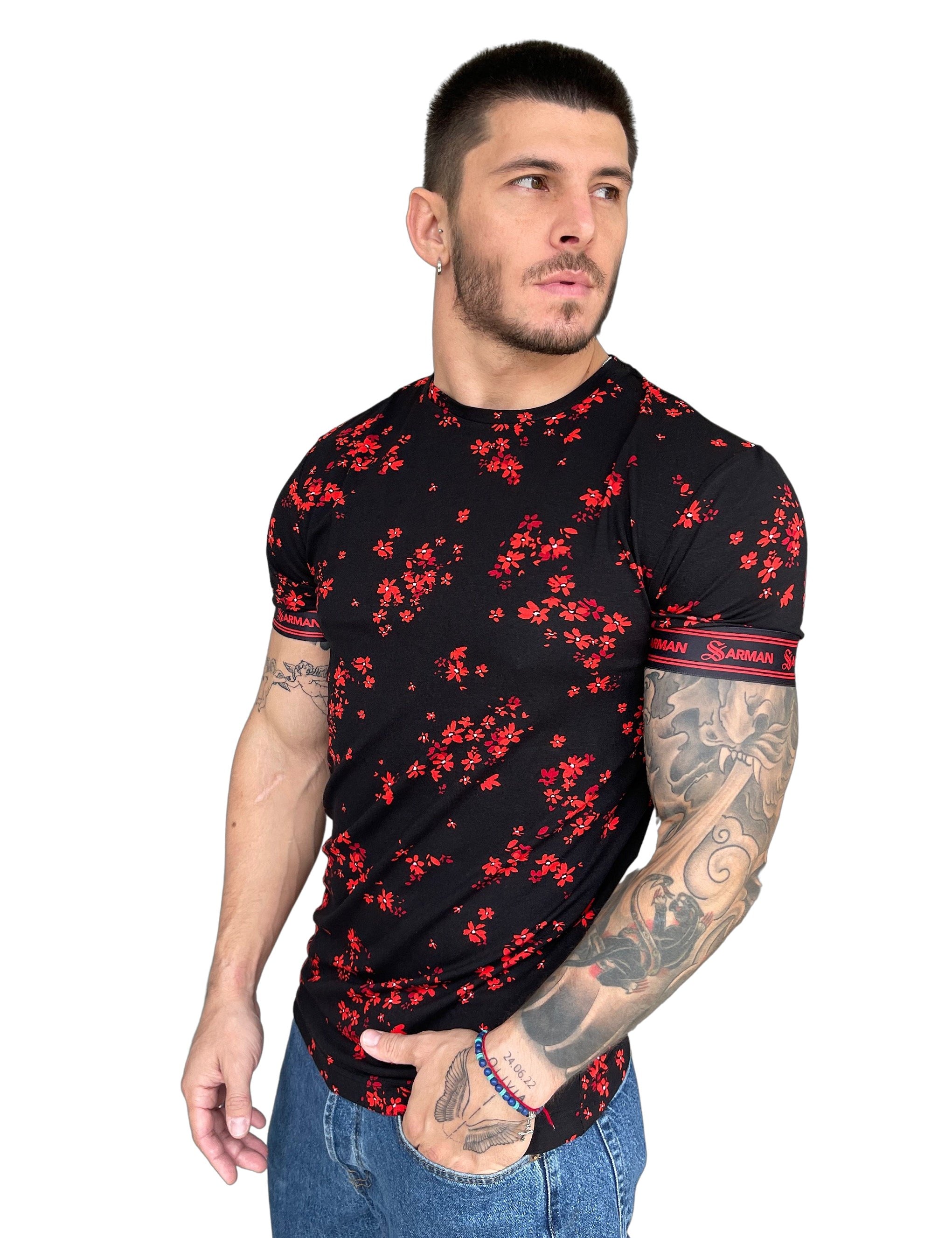 Anemone - Red T-shirt for Men - Sarman Fashion - Wholesale Clothing Fashion Brand for Men from Canada