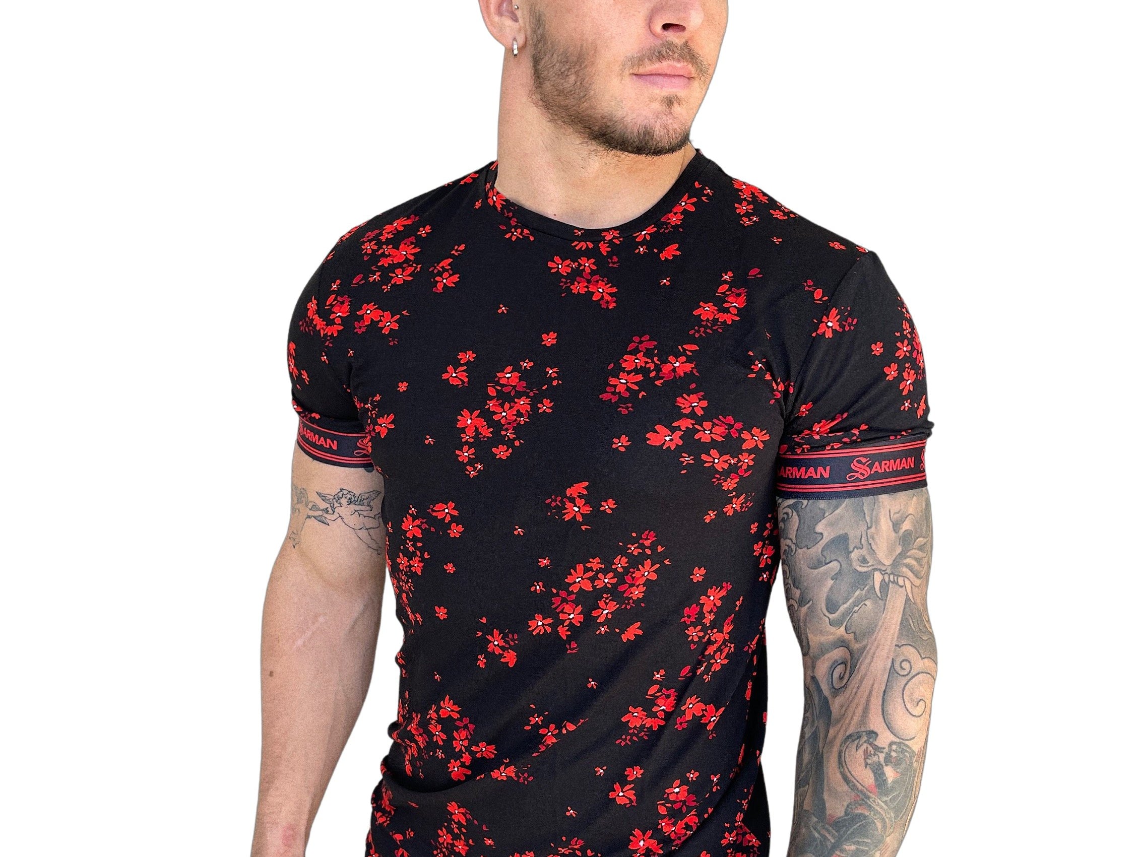 Anemone - Red T-shirt for Men - Sarman Fashion - Wholesale Clothing Fashion Brand for Men from Canada