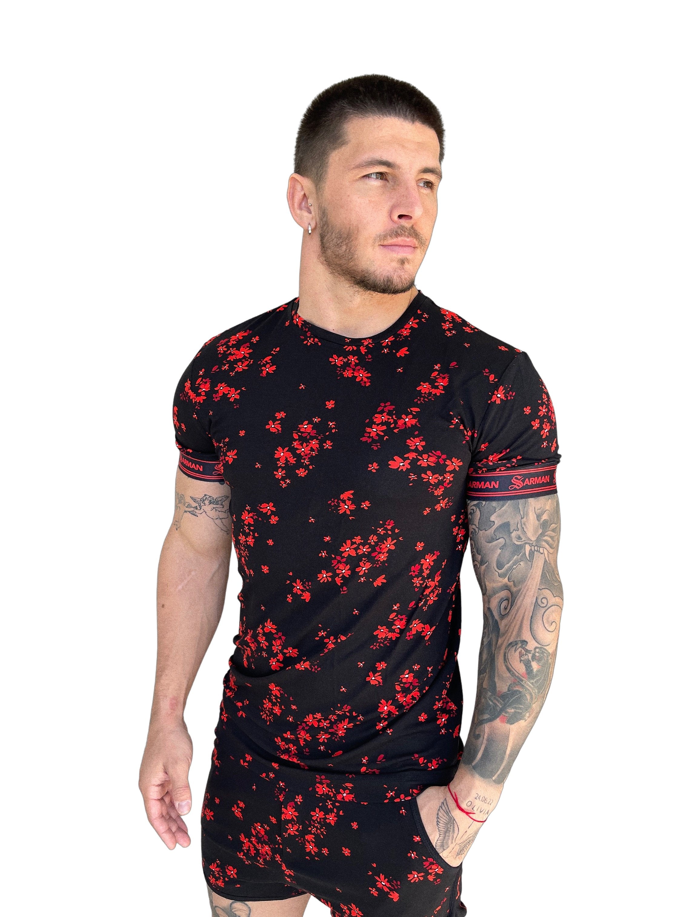 Anemone - Red T-shirt for Men - Sarman Fashion - Wholesale Clothing Fashion Brand for Men from Canada