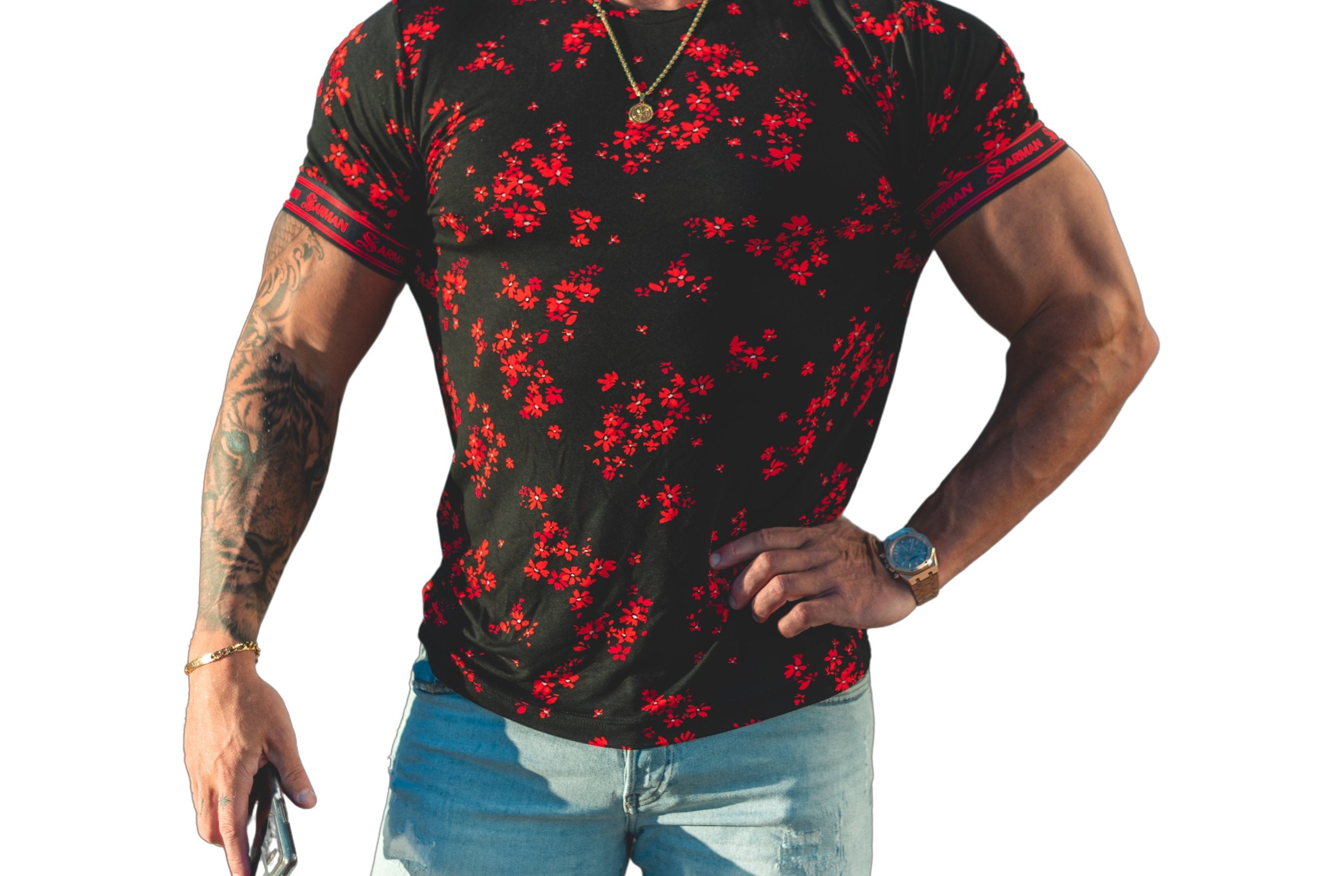 Anemone - Red T-shirt for Men - Sarman Fashion - Wholesale Clothing Fashion Brand for Men from Canada