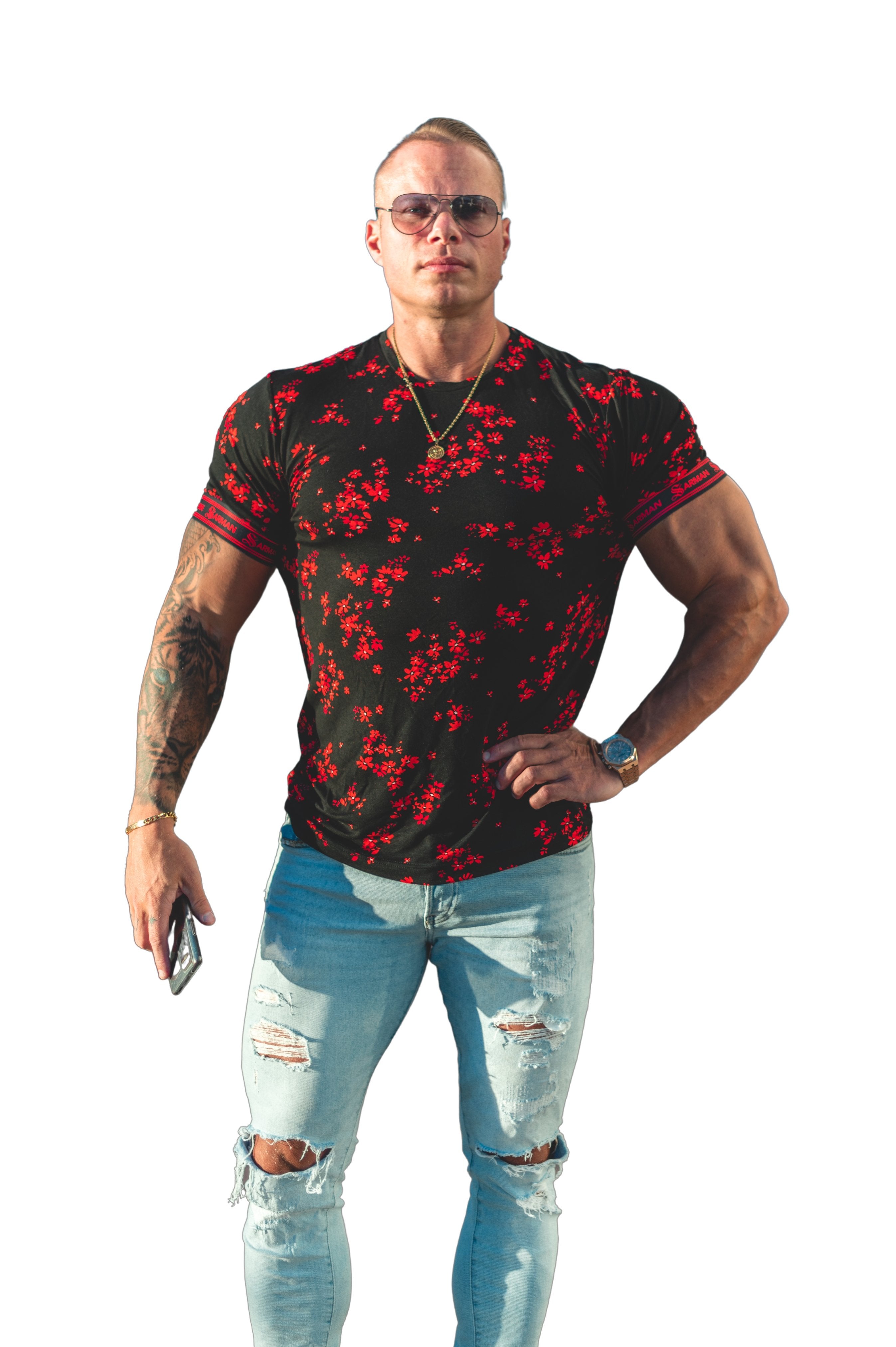 Anemone - Red T-shirt for Men - Sarman Fashion - Wholesale Clothing Fashion Brand for Men from Canada