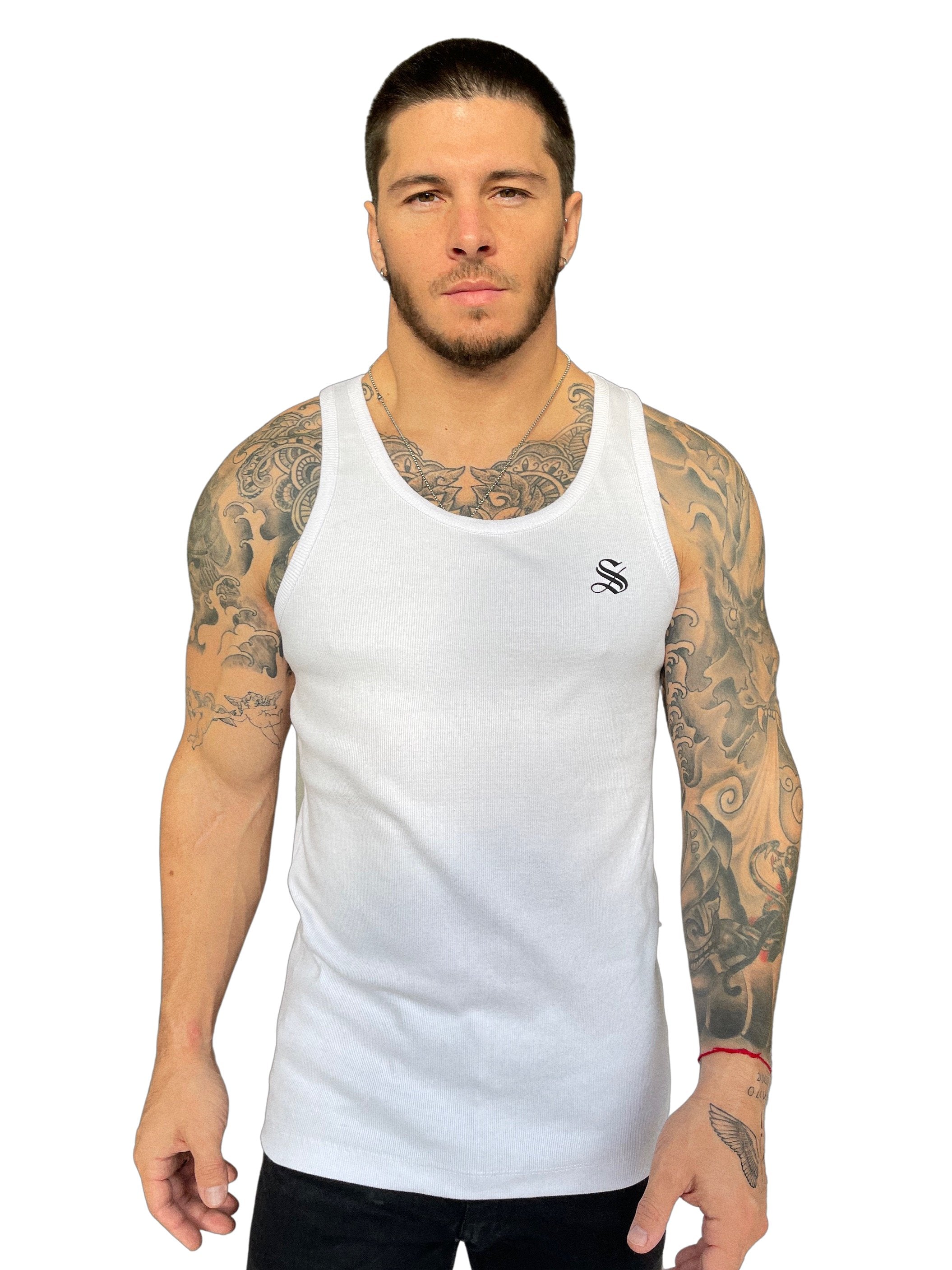 Angel Face - White Tank Top for Men - Sarman Fashion - Wholesale Clothing Fashion Brand for Men from Canada