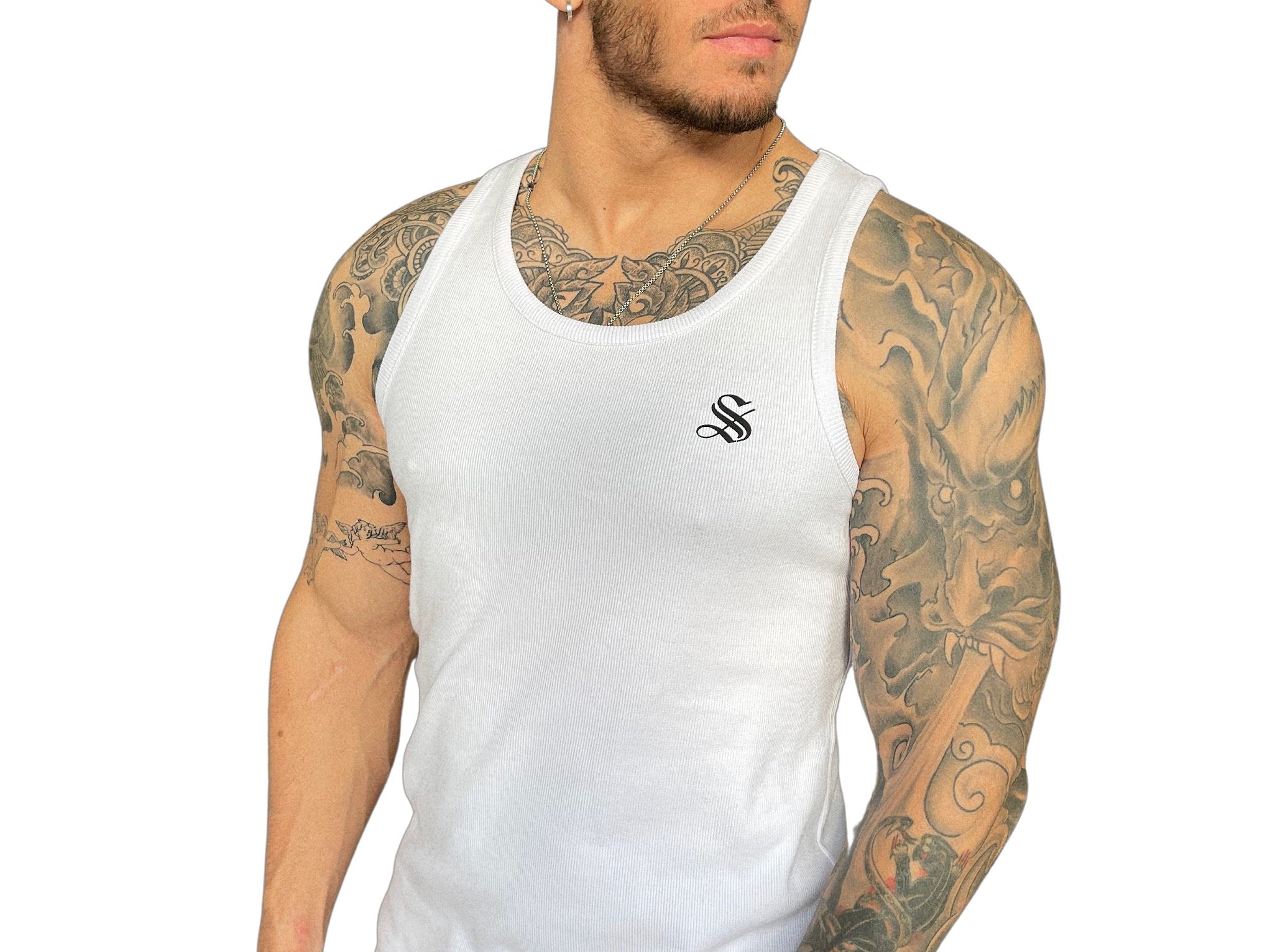 Angel Face - White Tank Top for Men - Sarman Fashion - Wholesale Clothing Fashion Brand for Men from Canada