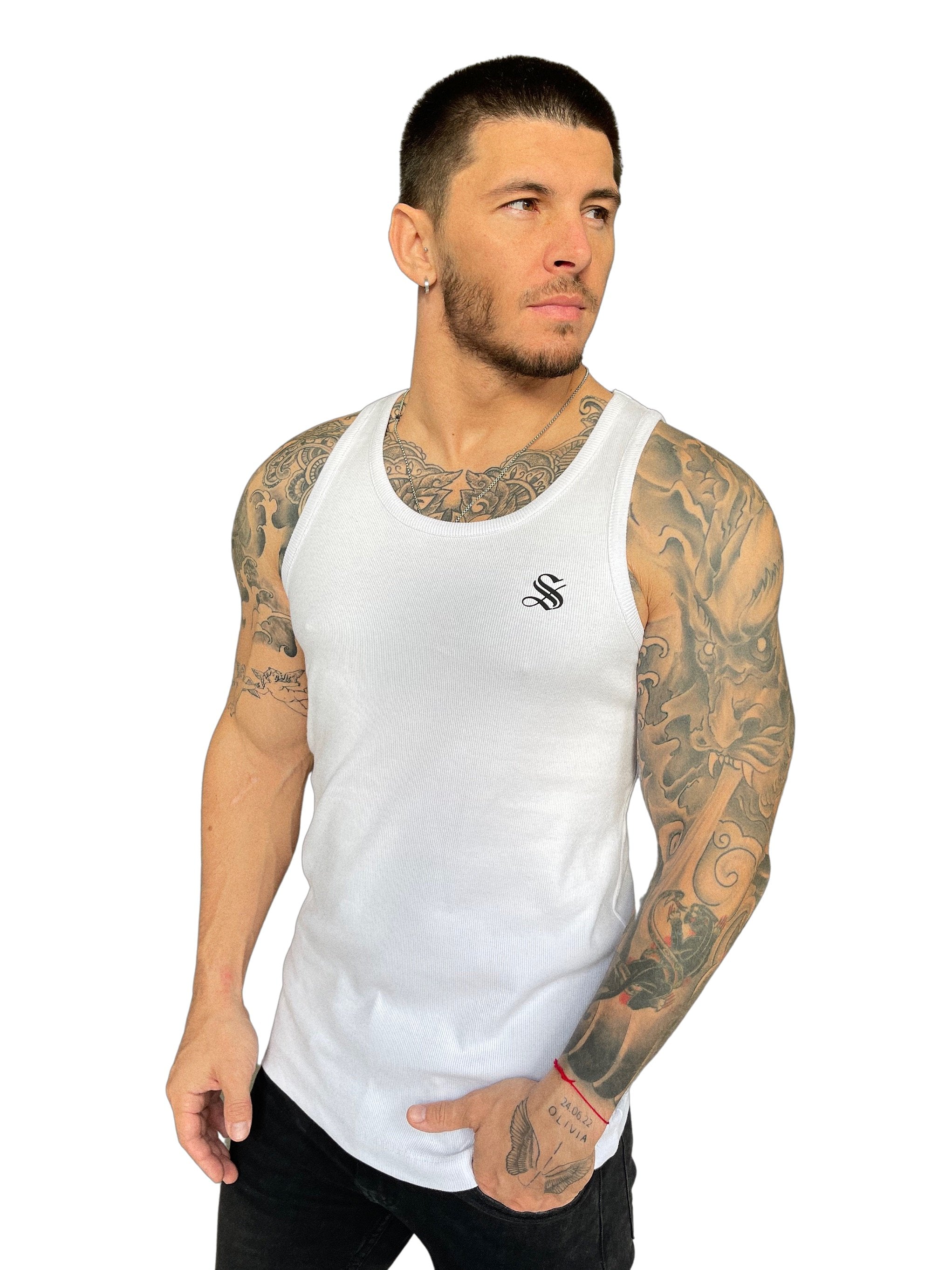 Angel Face - White Tank Top for Men - Sarman Fashion - Wholesale Clothing Fashion Brand for Men from Canada