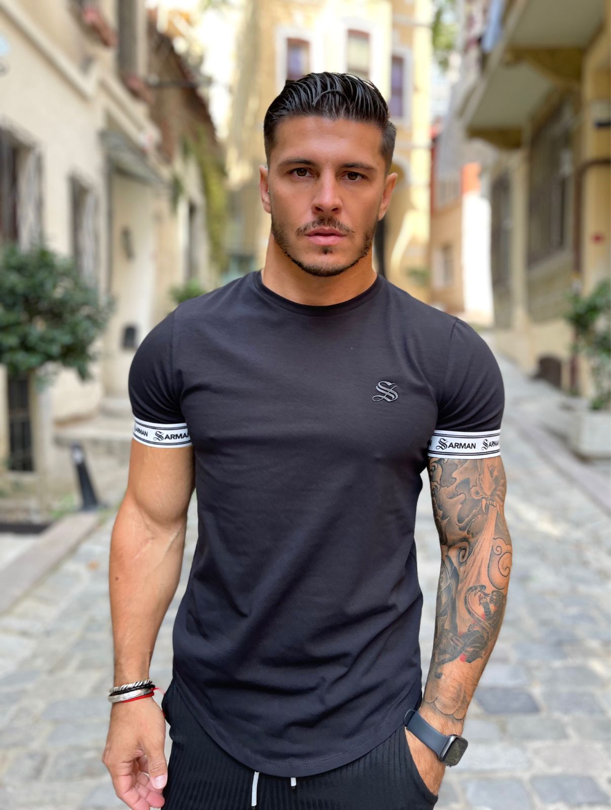 Aphrodite - Black T-Shirt for Men (PRE-ORDER DISPATCH DATE 25 DECEMBER 2021) - Sarman Fashion - Wholesale Clothing Fashion Brand for Men from Canada