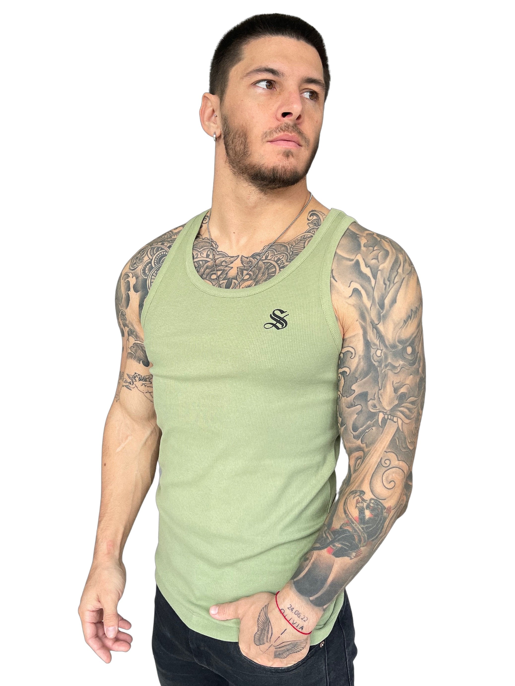 Army Mood Khaki Tank Top for Men Sarman Fashion Wholesale