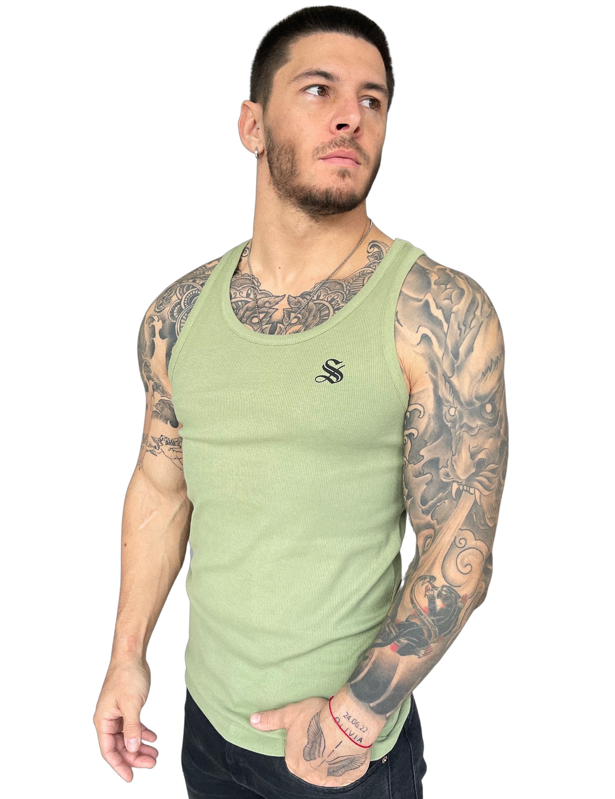 Army Mood - Khaki Tank Top for Men - Sarman Fashion - Wholesale Clothing Fashion Brand for Men from Canada