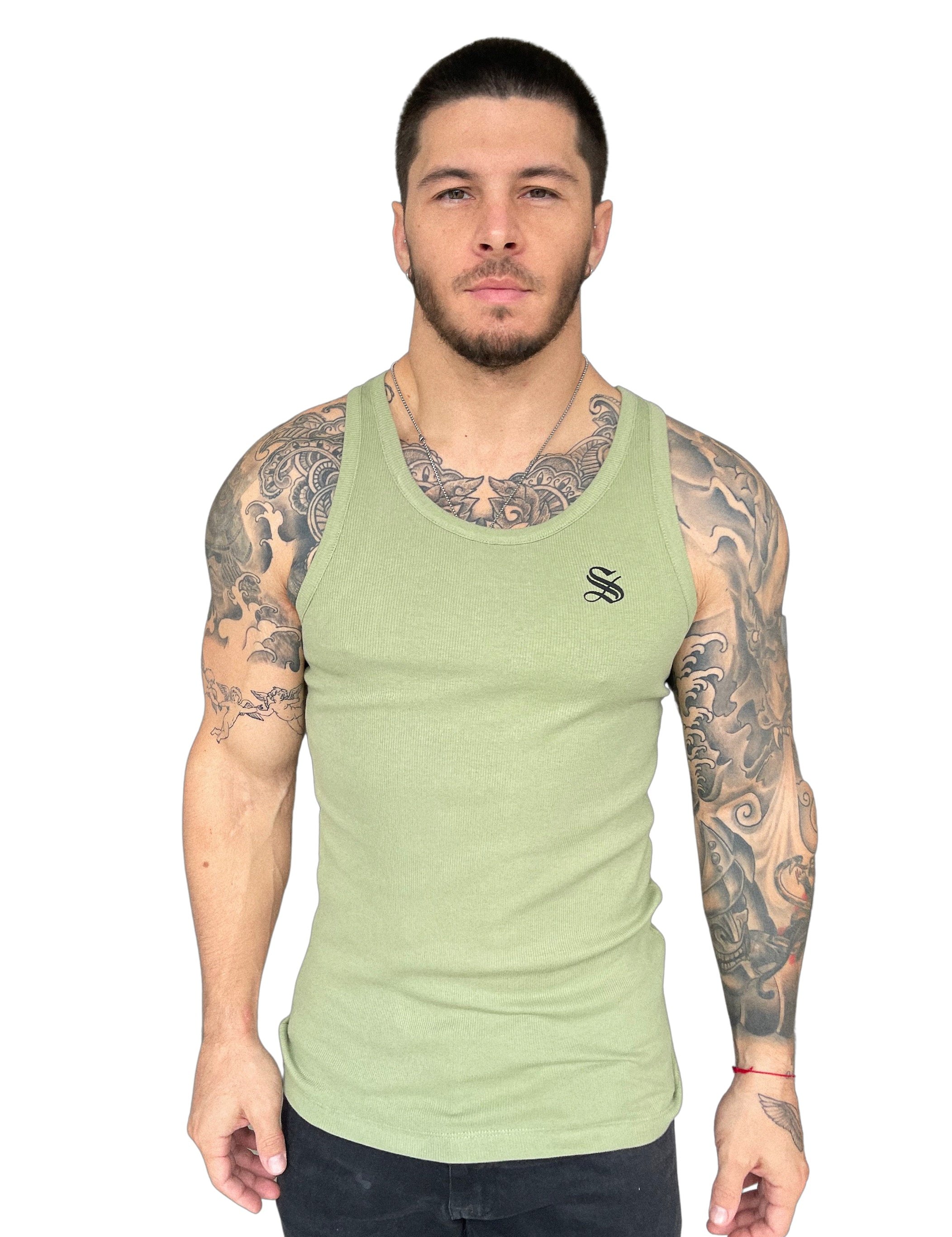 Army Mood - Khaki Tank Top for Men - Sarman Fashion - Wholesale Clothing Fashion Brand for Men from Canada
