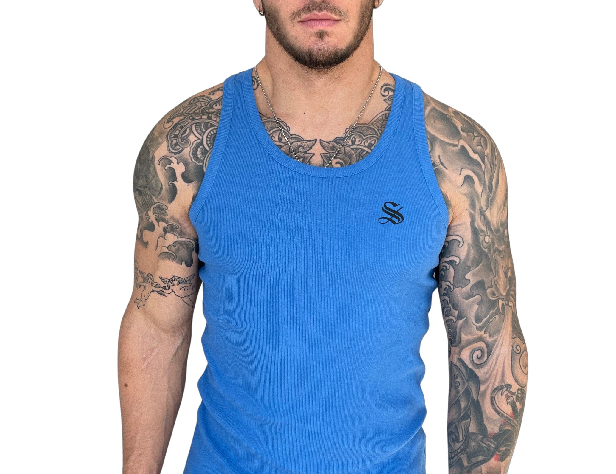 Aurolania - Blue Tank Top for Men - Sarman Fashion - Wholesale Clothing Fashion Brand for Men from Canada