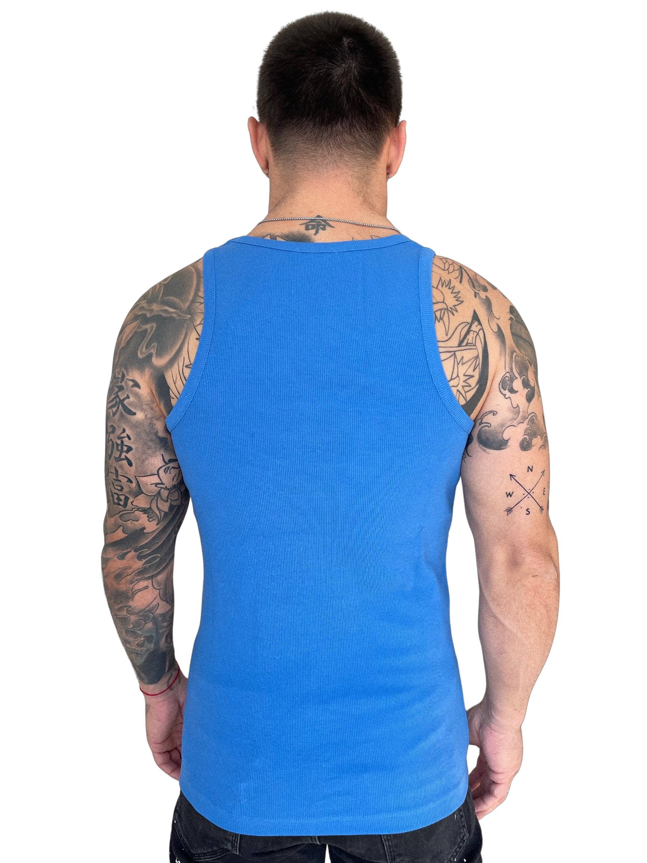 Aurolania - Blue Tank Top for Men - Sarman Fashion - Wholesale Clothing Fashion Brand for Men from Canada