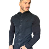 Balona - Grey/Black Long Sleeves Jeans Shirt for Men (PRE-ORDER DISPATCH DATE 15 APRIL 2023) - Sarman Fashion - Wholesale Clothing Fashion Brand for Men from Canada