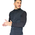 Balona - Grey/Black Long Sleeves Jeans Shirt for Men (PRE-ORDER DISPATCH DATE 15 APRIL 2023) - Sarman Fashion - Wholesale Clothing Fashion Brand for Men from Canada