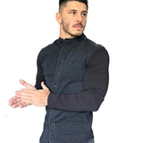 Balona - Grey/Black Long Sleeves Jeans Shirt for Men (PRE-ORDER DISPATCH DATE 15 APRIL 2023) - Sarman Fashion - Wholesale Clothing Fashion Brand for Men from Canada