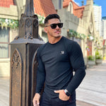Base 1 - Black Long Sleeve Shirt for Men - Sarman Fashion - Wholesale Clothing Fashion Brand for Men from Canada