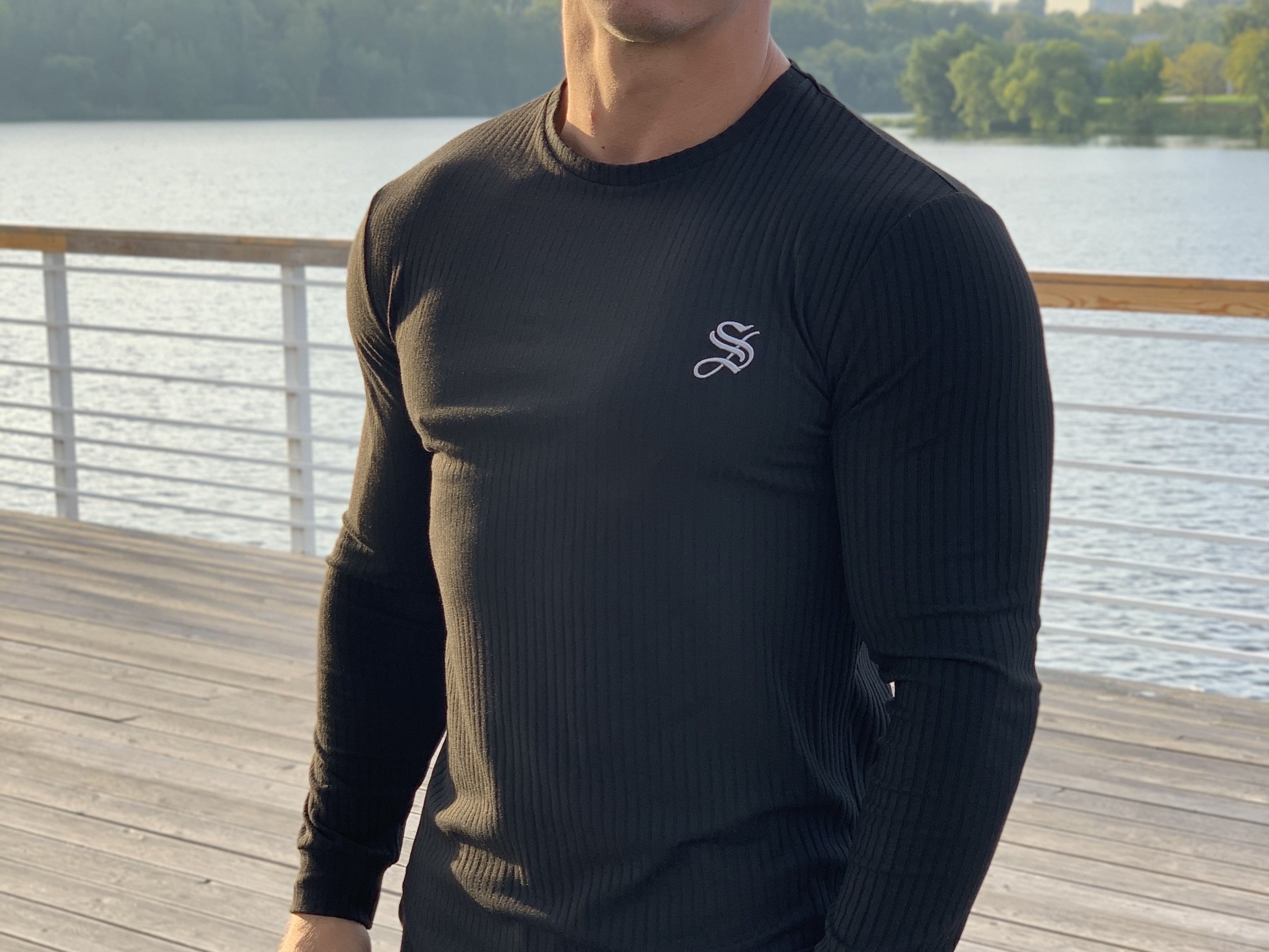 Base 1 - Black Long Sleeve Shirt for Men - Sarman Fashion - Wholesale Clothing Fashion Brand for Men from Canada