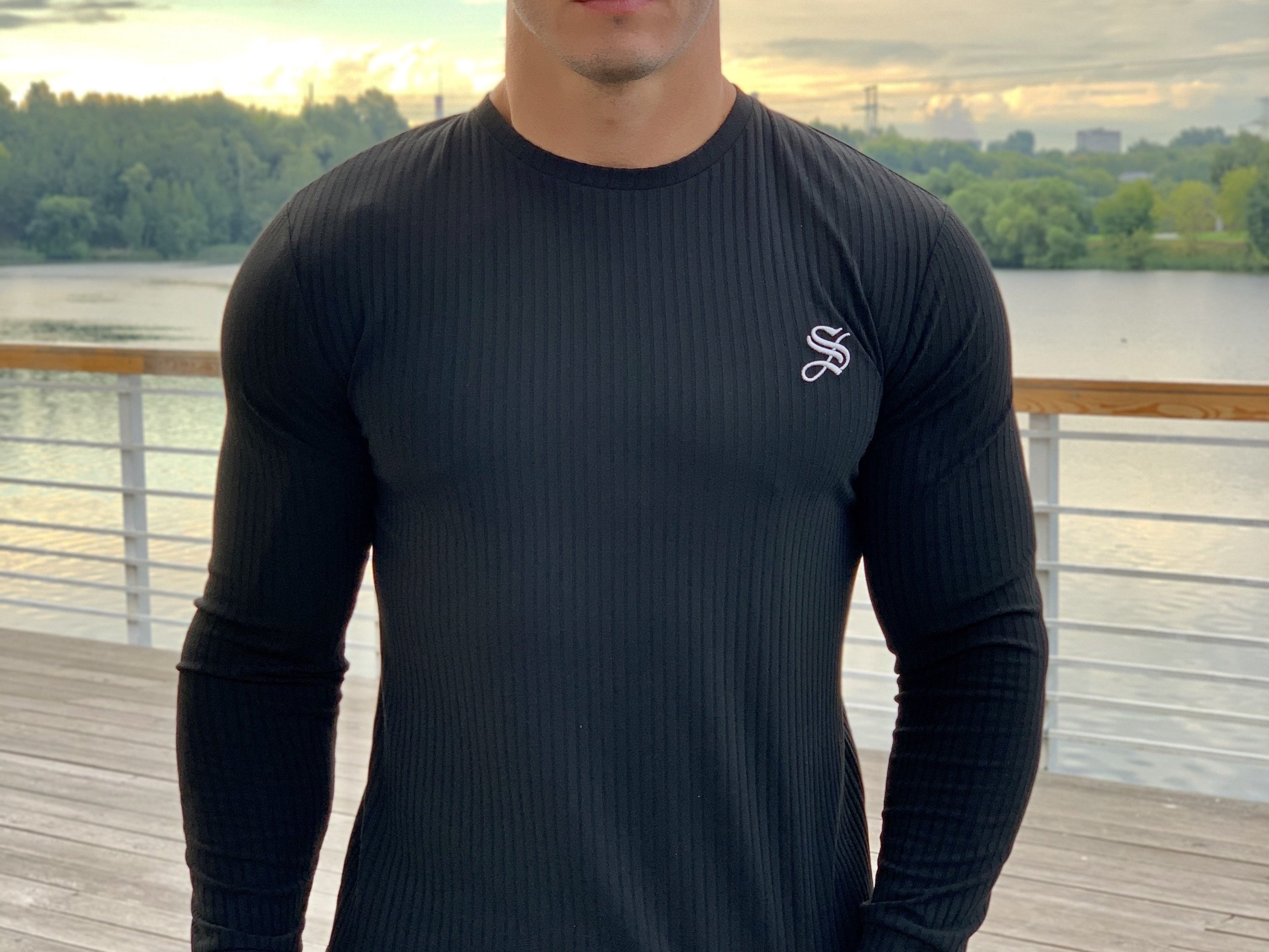 Base 1 - Black Long Sleeve Shirt for Men (PRE-ORDER DISPATCH DATE 25 SEPTEMBER) - Sarman Fashion - Wholesale Clothing Fashion Brand for Men from Canada