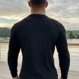 Base 1 - Black Long Sleeve Shirt for Men (PRE-ORDER DISPATCH DATE 25 SEPTEMBER) - Sarman Fashion - Wholesale Clothing Fashion Brand for Men from Canada