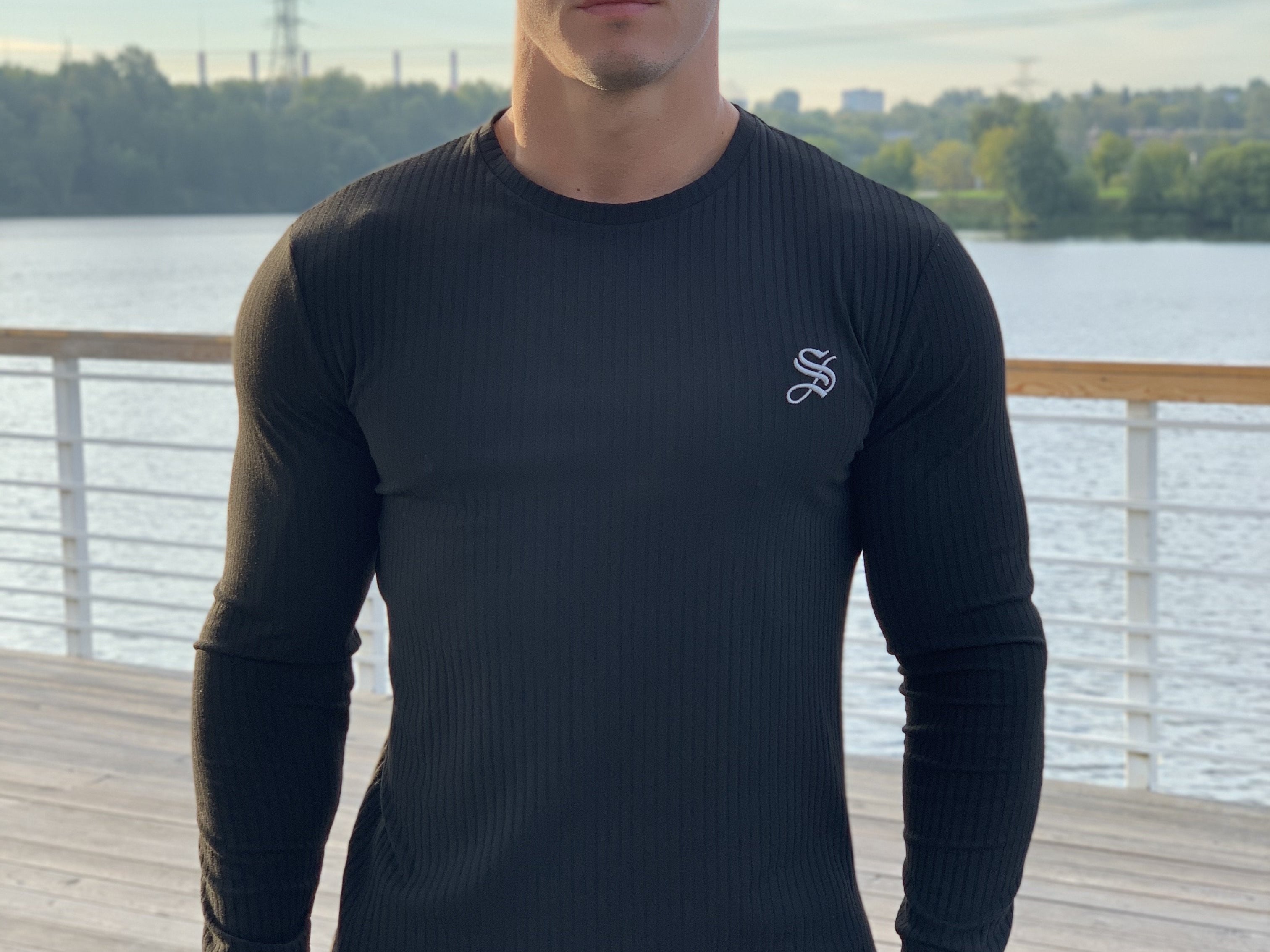 Base 1 - Black Long Sleeve Shirt for Men (PRE-ORDER DISPATCH DATE 25 SEPTEMBER) - Sarman Fashion - Wholesale Clothing Fashion Brand for Men from Canada