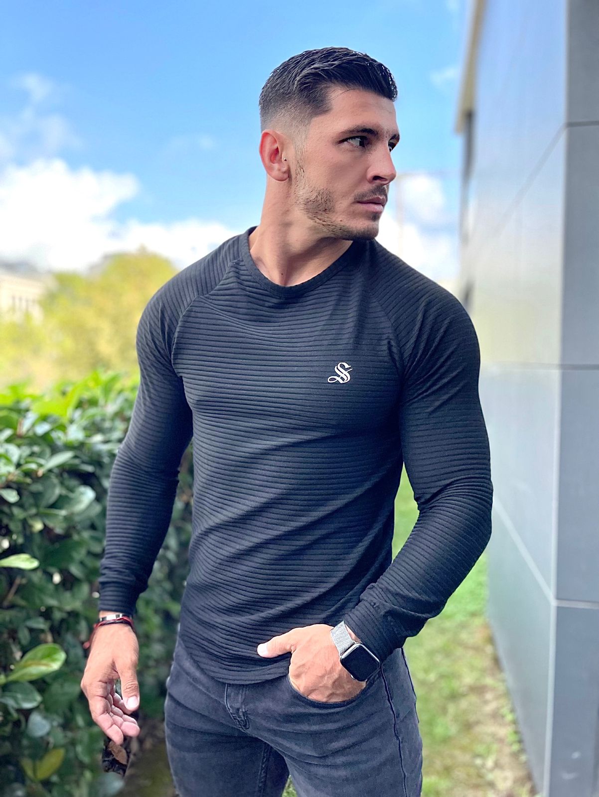 Base 2 - Black Long Sleeve Shirt for Men (PRE-ORDER DISPATCH DATE 25 DECEMBER 2021) - Sarman Fashion - Wholesale Clothing Fashion Brand for Men from Canada