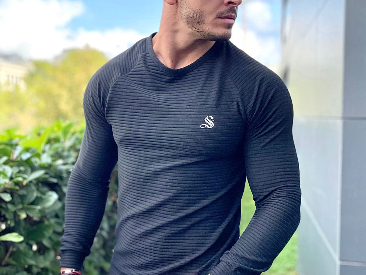 Base 2 - Black Long Sleeve Shirt for Men (PRE-ORDER DISPATCH DATE 25 DECEMBER 2021) - Sarman Fashion - Wholesale Clothing Fashion Brand for Men from Canada