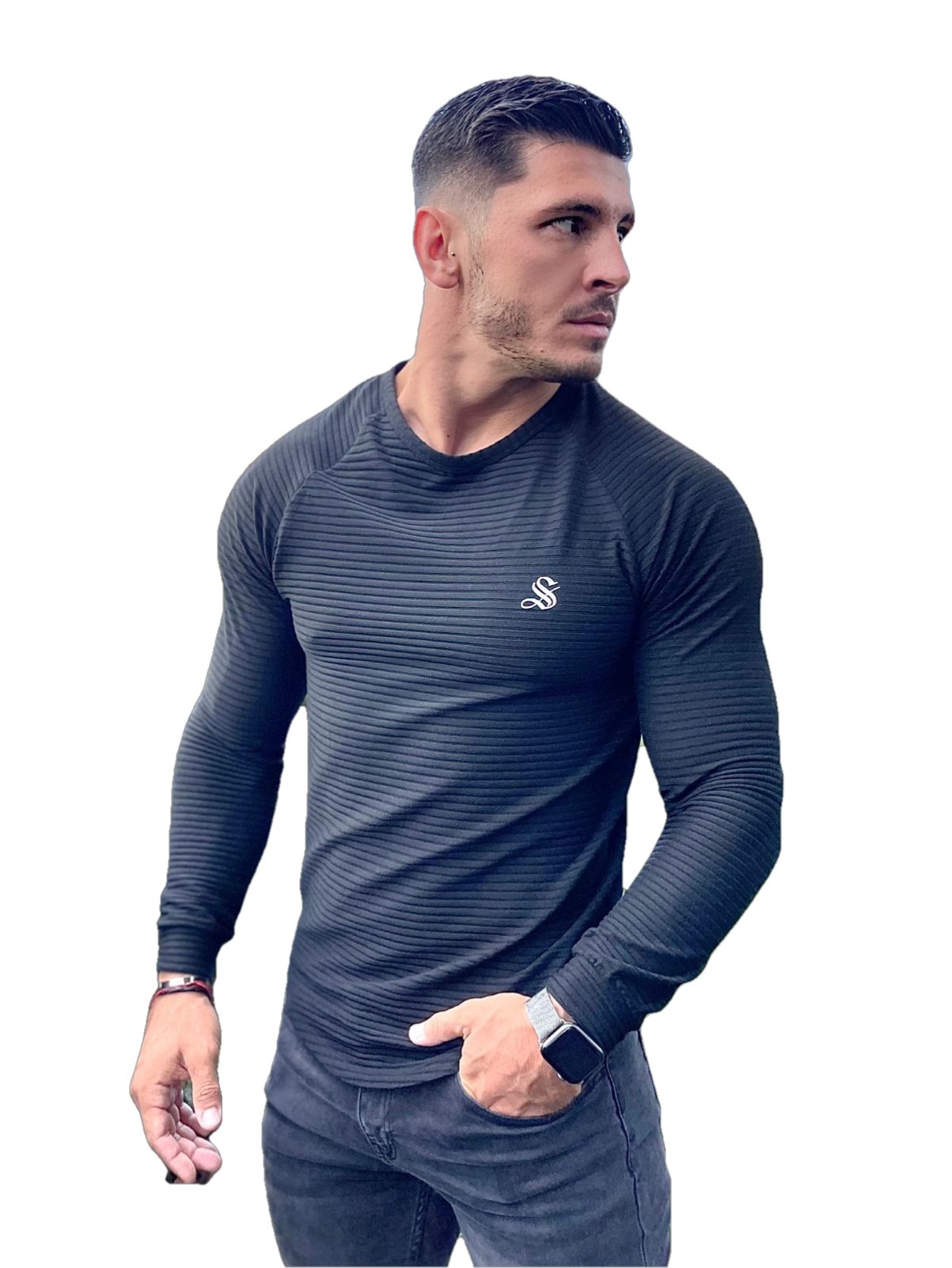Base 2 - Black Long Sleeve Shirt for Men (PRE-ORDER DISPATCH DATE 25 DECEMBER 2021) - Sarman Fashion - Wholesale Clothing Fashion Brand for Men from Canada