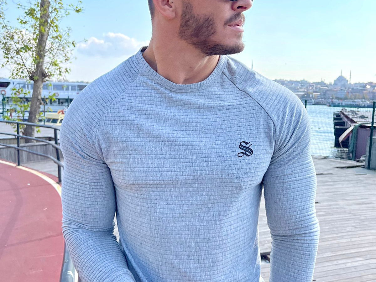 Base 4 - Grey Long Sleeve Shirt for Men (PRE-ORDER DISPATCH DATE 25 September 2024) - Sarman Fashion - Wholesale Clothing Fashion Brand for Men from Canada