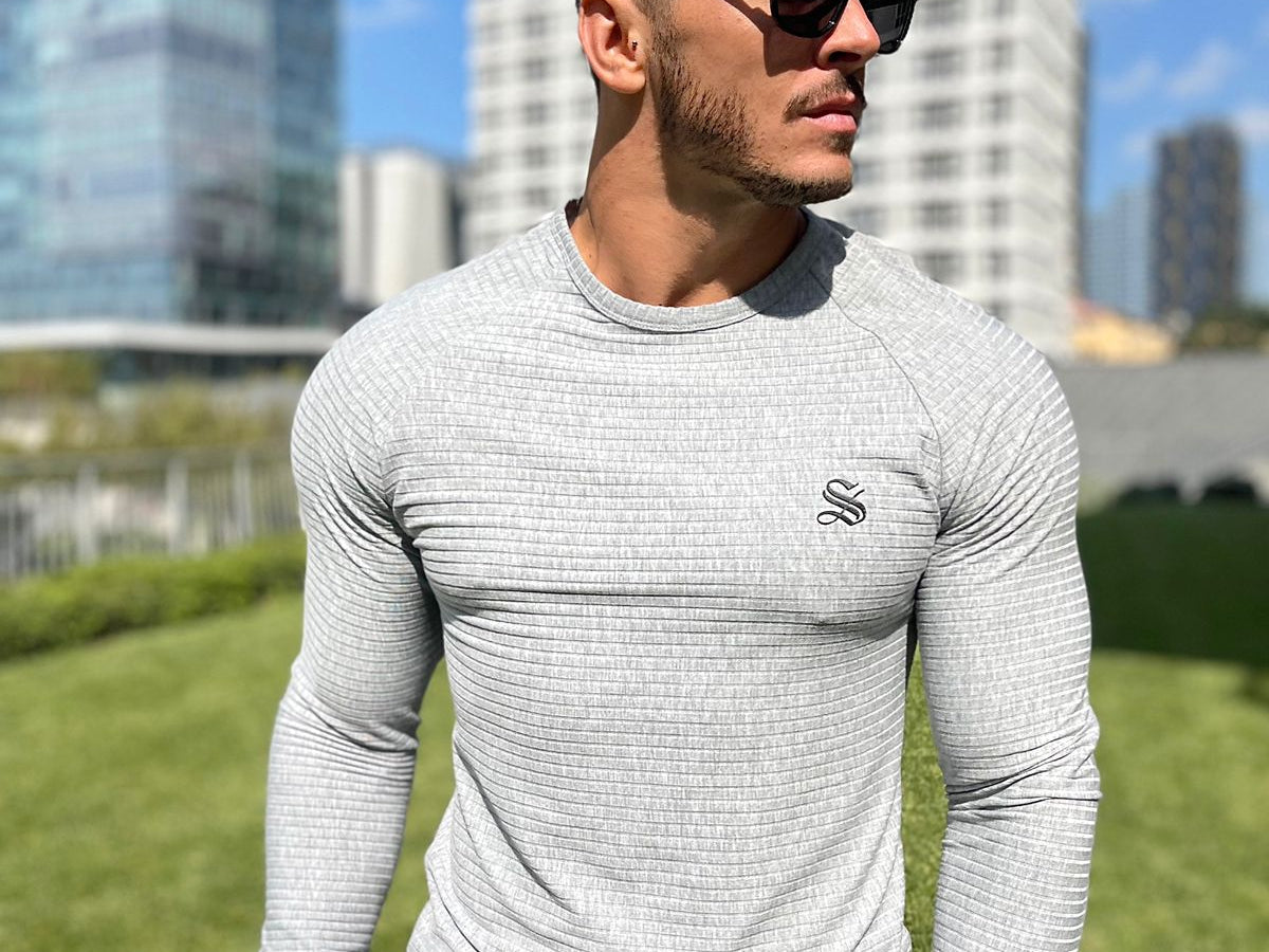 Base 4 - Grey Long Sleeve Shirt for Men (PRE-ORDER DISPATCH DATE 25 September 2024) - Sarman Fashion - Wholesale Clothing Fashion Brand for Men from Canada