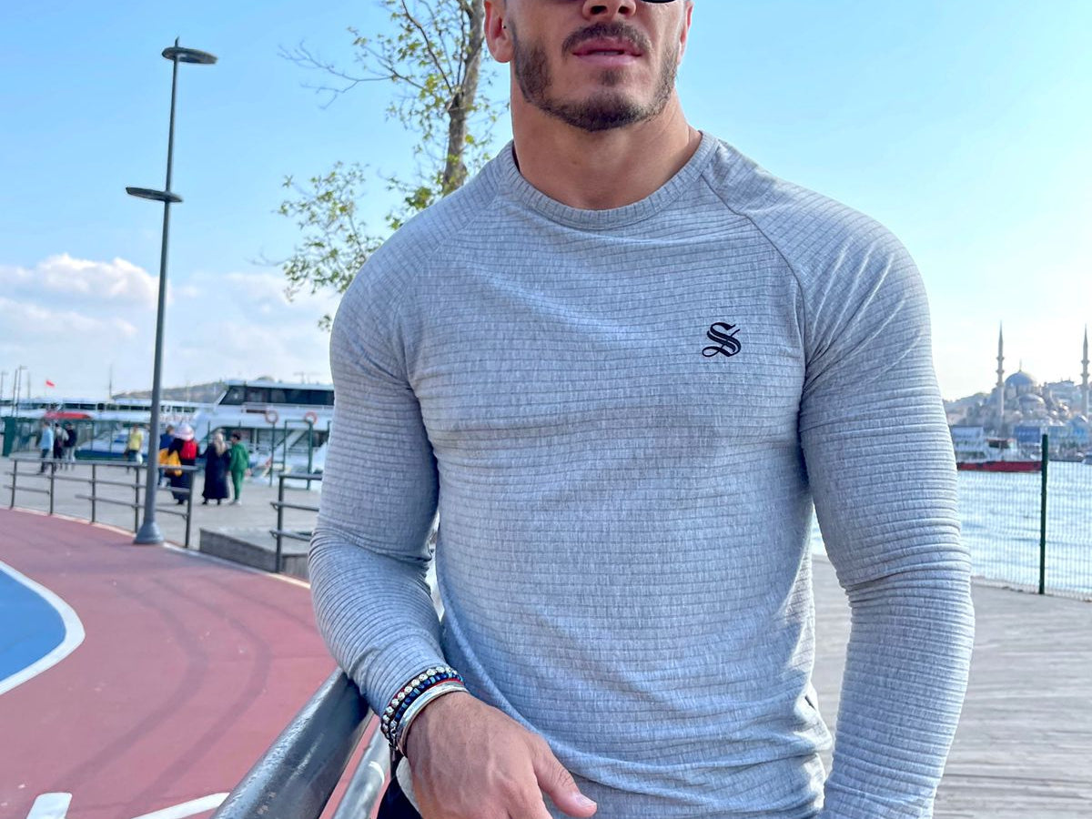 Base 4 - Grey Long Sleeve Shirt for Men (PRE-ORDER DISPATCH DATE 25 September 2024) - Sarman Fashion - Wholesale Clothing Fashion Brand for Men from Canada