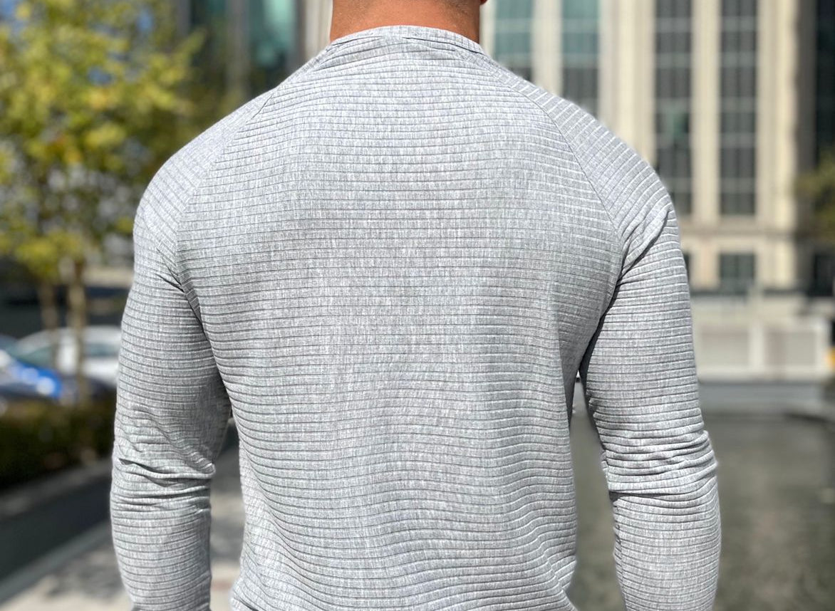 Base 4 - Grey Long Sleeve Shirt for Men (PRE-ORDER DISPATCH DATE 25 September 2024) - Sarman Fashion - Wholesale Clothing Fashion Brand for Men from Canada