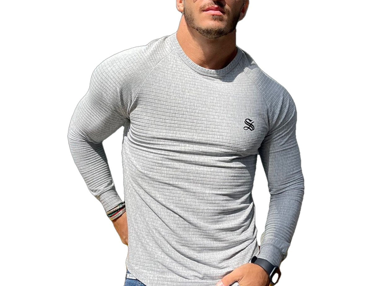 Base 4 - Grey Long Sleeve Shirt for Men (PRE-ORDER DISPATCH DATE 25 September 2024) - Sarman Fashion - Wholesale Clothing Fashion Brand for Men from Canada