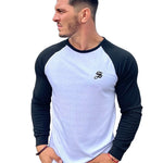BaseBall - Black/White Long Sleeves Shirt for Men - Sarman Fashion - Wholesale Clothing Fashion Brand for Men from Canada