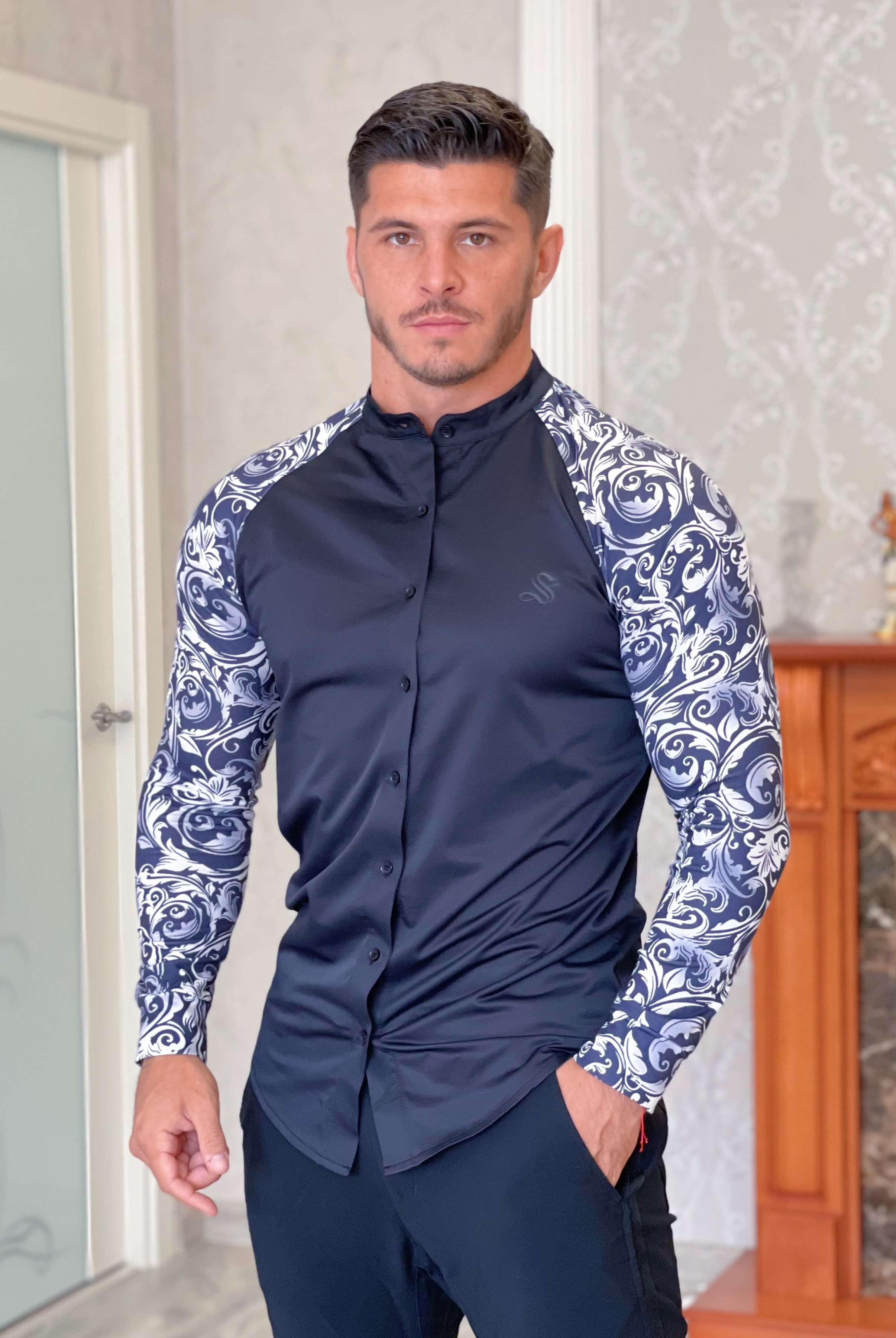Basilisk- Black Shirt for Men (PRE-ORDER DISPATCH DATE 25 NOVEMBER 2021) - Sarman Fashion - Wholesale Clothing Fashion Brand for Men from Canada