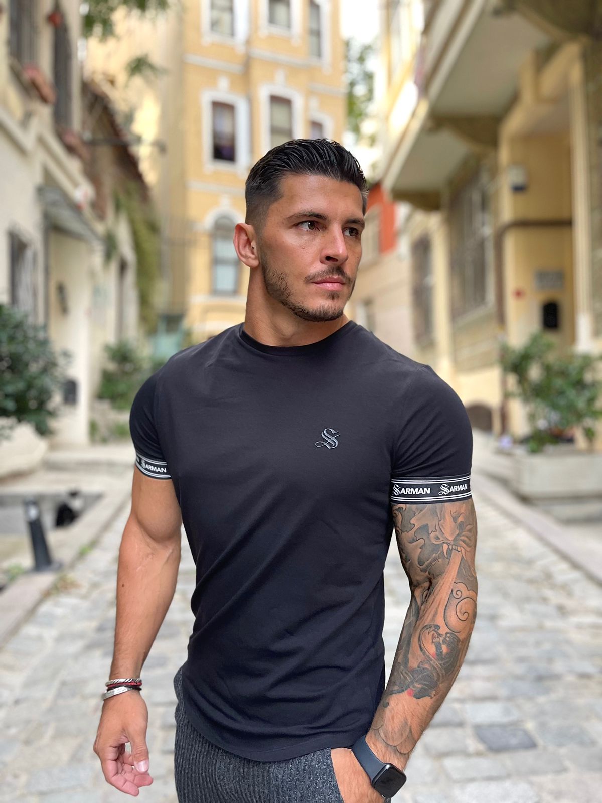 Black on Black - Black T-Shirt for Men (PRE-ORDER DISPATCH DATE 25 DECEMBER 2021) - Sarman Fashion - Wholesale Clothing Fashion Brand for Men from Canada